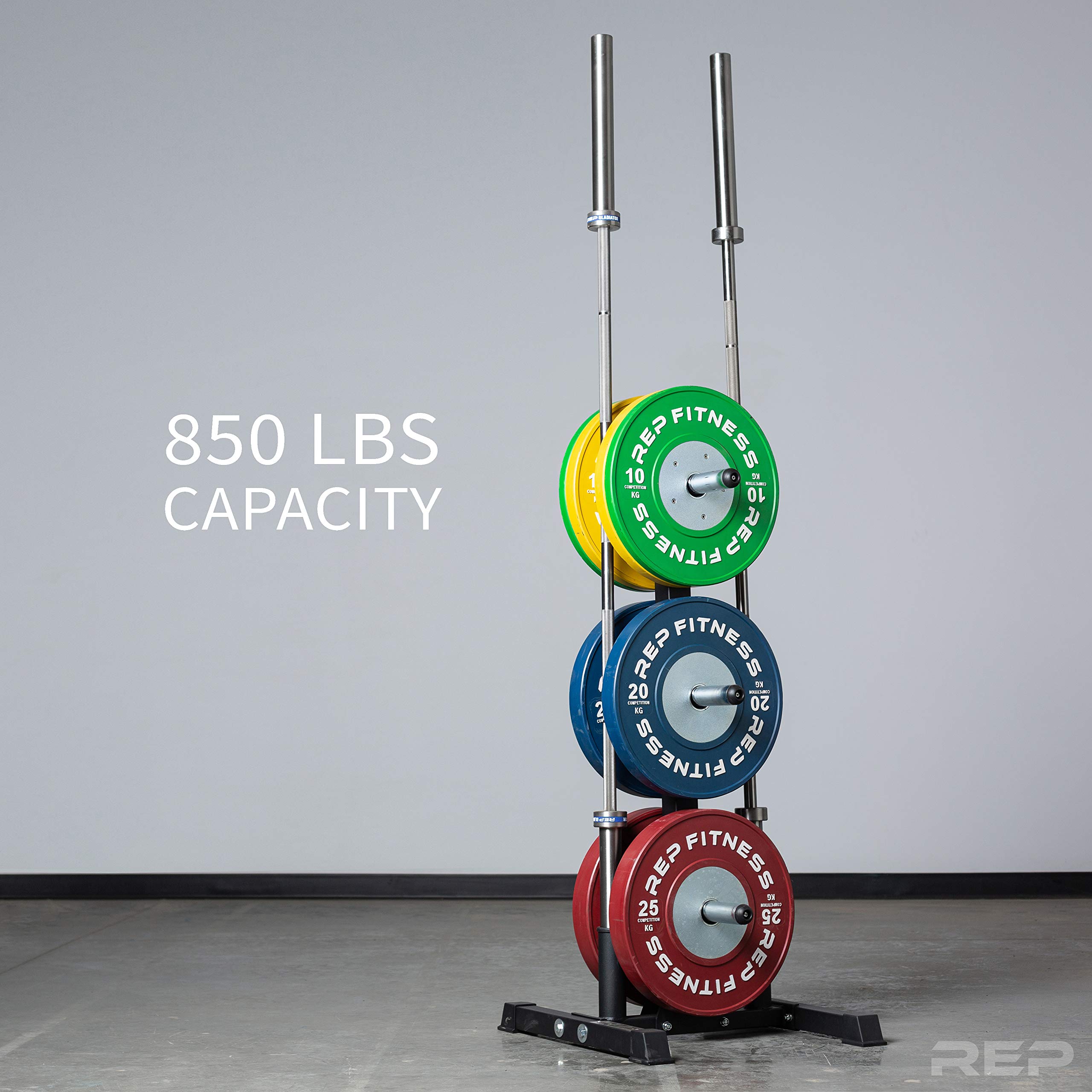 Olympic Bumper Plate and Barbell Holder - Heavy Duty Weight Plate Storage Rack for Home Gym & CrossFit Training