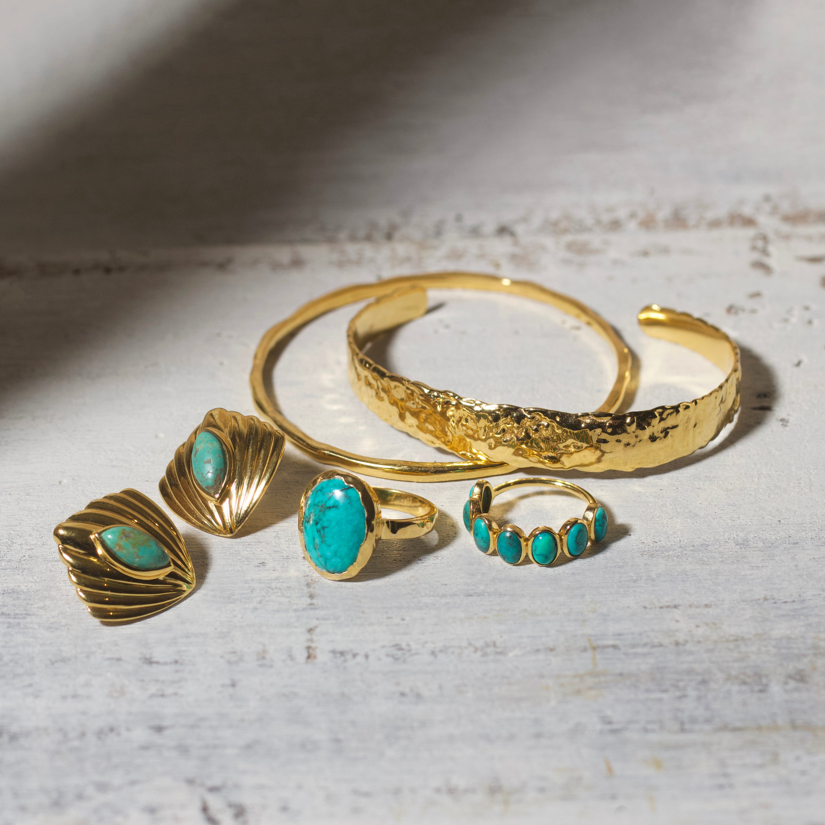 Molten Organic Turquoise Statement Ring for Women - Handmade Boho Jewelry, Unique Gemstone Ring for Everyday Wear & Special Occasions