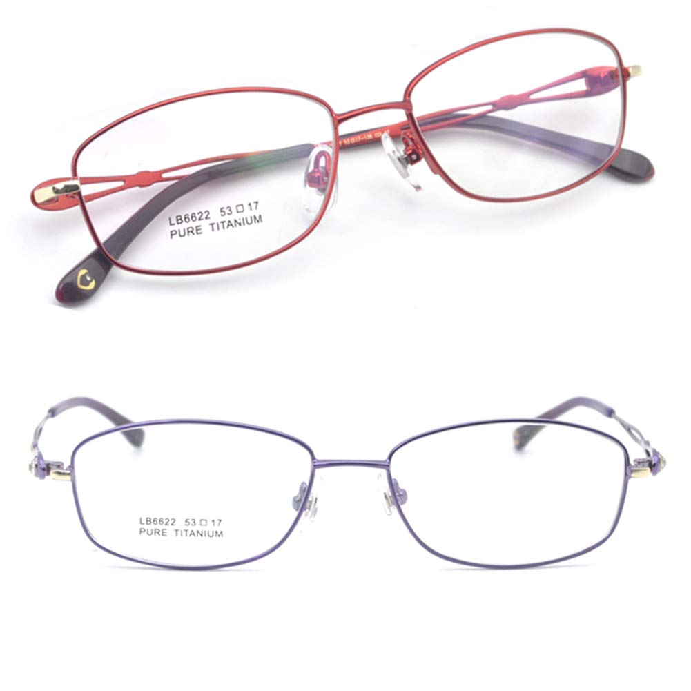 Blue Light Blocking Reading Glasses for Women - Fashion Rectangular Pure Titanium Computer Glasses (2 Pairs) - Perfect for Office Work, Screen Time & Digital Eye Strain Relief