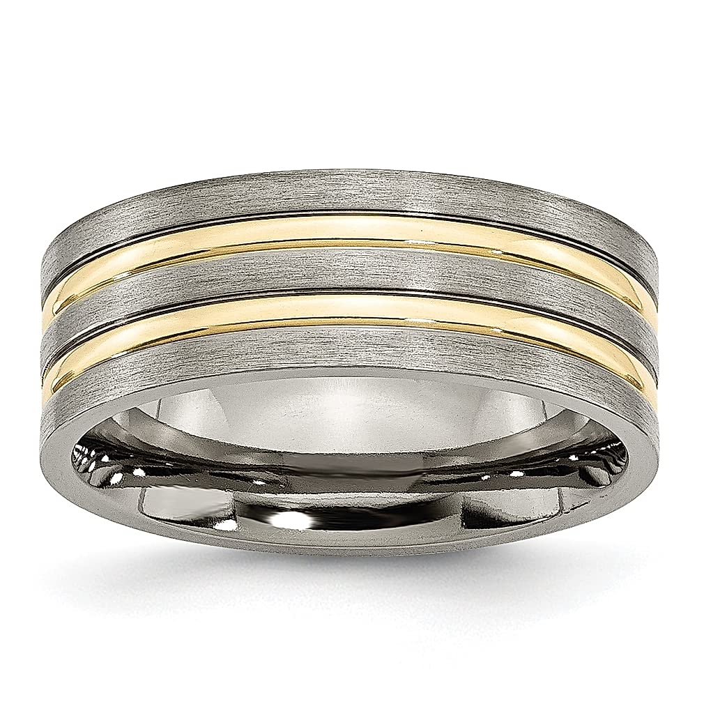 ICE CARATS Titanium Yellow 8mm Band Ring for Men - Durable Wedding Ring, Fashion Jewelry & Perfect Gift for Dad, Husband, Boyfriend - Ideal for Anniversaries, Engagements & Special Occasions