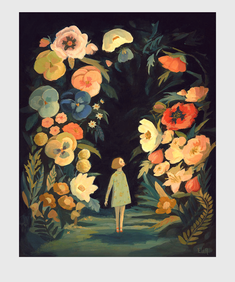 Black Apple Night Garden Print - Vintage Floral Wall Art for Home Decor, Bedroom & Living Room