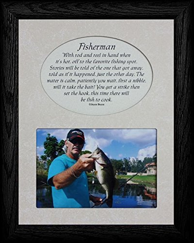 Personalized Fisherman Picture & Poetry Keepsake Photo Frame - Black Wooden Frame for Dad, Grandpa, or Fishing Enthusiasts - Perfect for Father's Day, Birthday, or Retirement Gifts - Display Cherished Fishing Memories at Home or Office