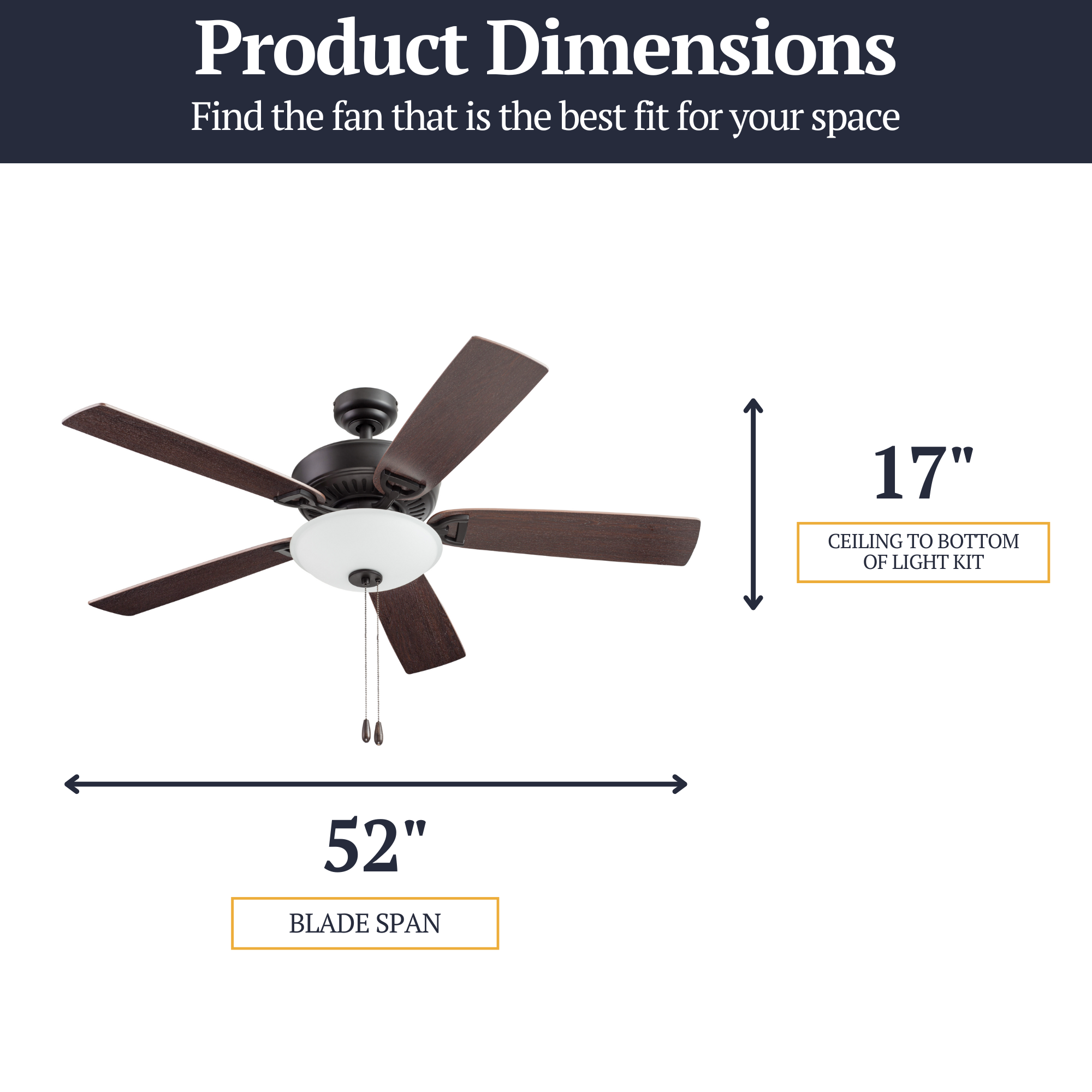 52 Inch Montlake Ceiling Fan with Pull Chain in Espresso Bronze Finish - Perfect for Living Room, Bedroom, and Outdoor Spaces