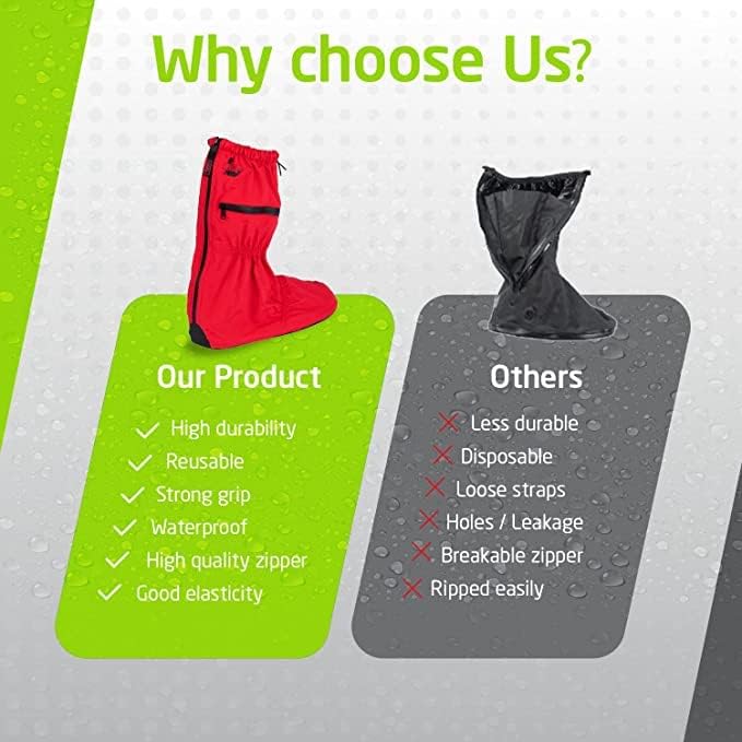 SEAL Waterproof Shoe Covers - Reusable Slip-Resistant Rain Boots with Anti-Skid Sole & Large Zippers for Men & Women - Perfect for Hiking, Commuting & Outdoor Activities in Rain, Mud & Snow