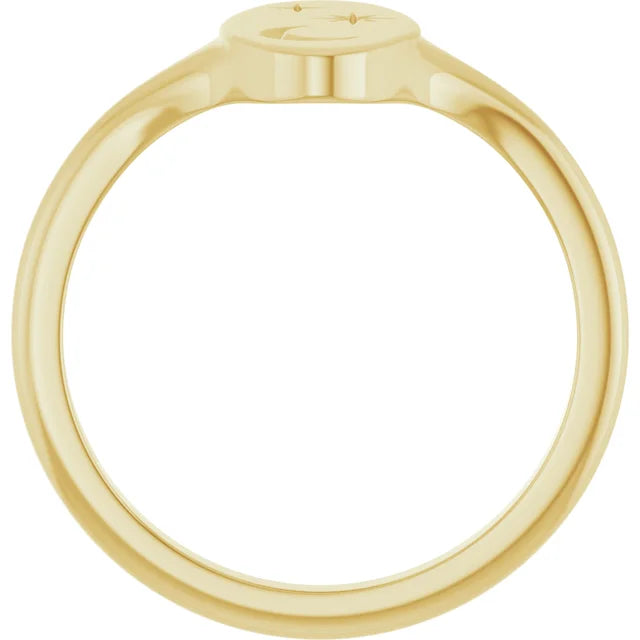 Moon & Star Signet Ring - Elegant Celestial Jewelry for Women & Men - Perfect for Gifts, Weddings & Everyday Wear