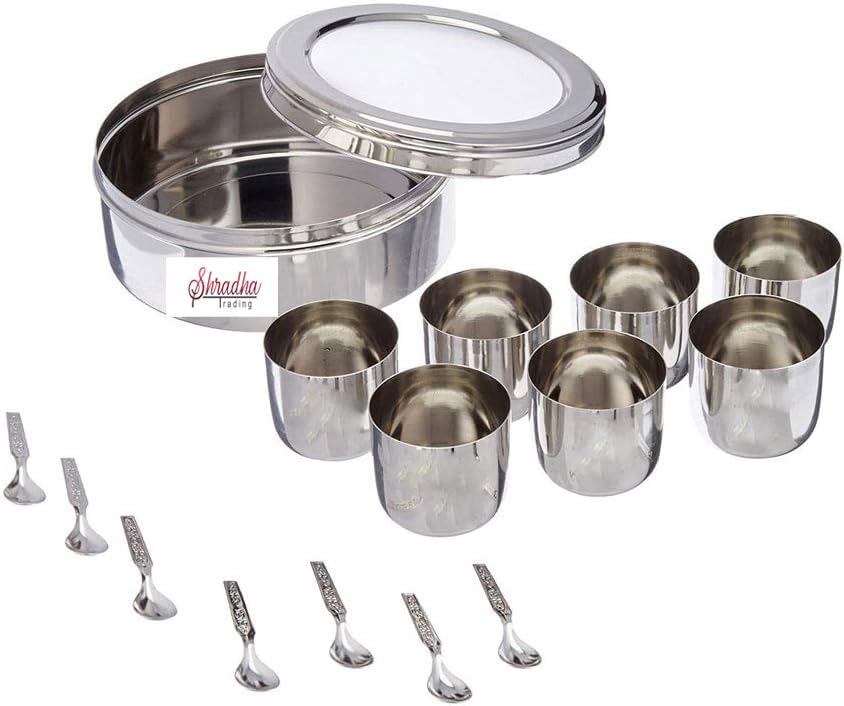 Premium Stainless Steel Masala Dabba - 7 Compartment Spice Storage Container with Transparent Lids | Airtight Indian Spice Box for Kitchen Organization | Perfect for Cooking, Gifting & Home Use