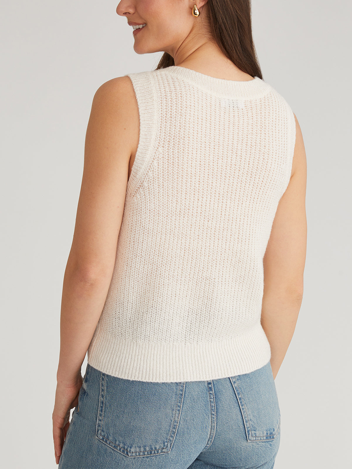 Serena Pointelle V Neck Vest for Women - Lightweight Knit Layering Top - Perfect for Spring & Summer Outfits, Office Wear, and Casual Styling
