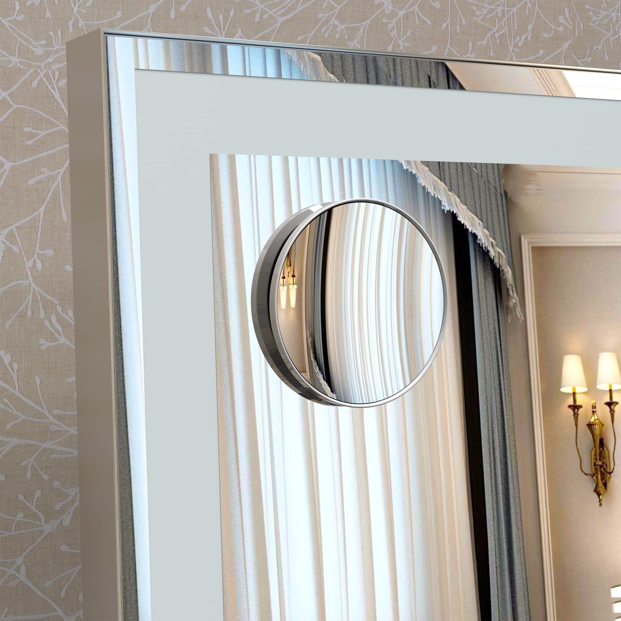 BEAUTME Hollywood Vanity Mirror with LED Lights, 10X Magnifying Mirror, Touch Control, 48.5x40.5cm Silver - Perfect for Makeup, Skincare & Dressing Table Beauty Routine