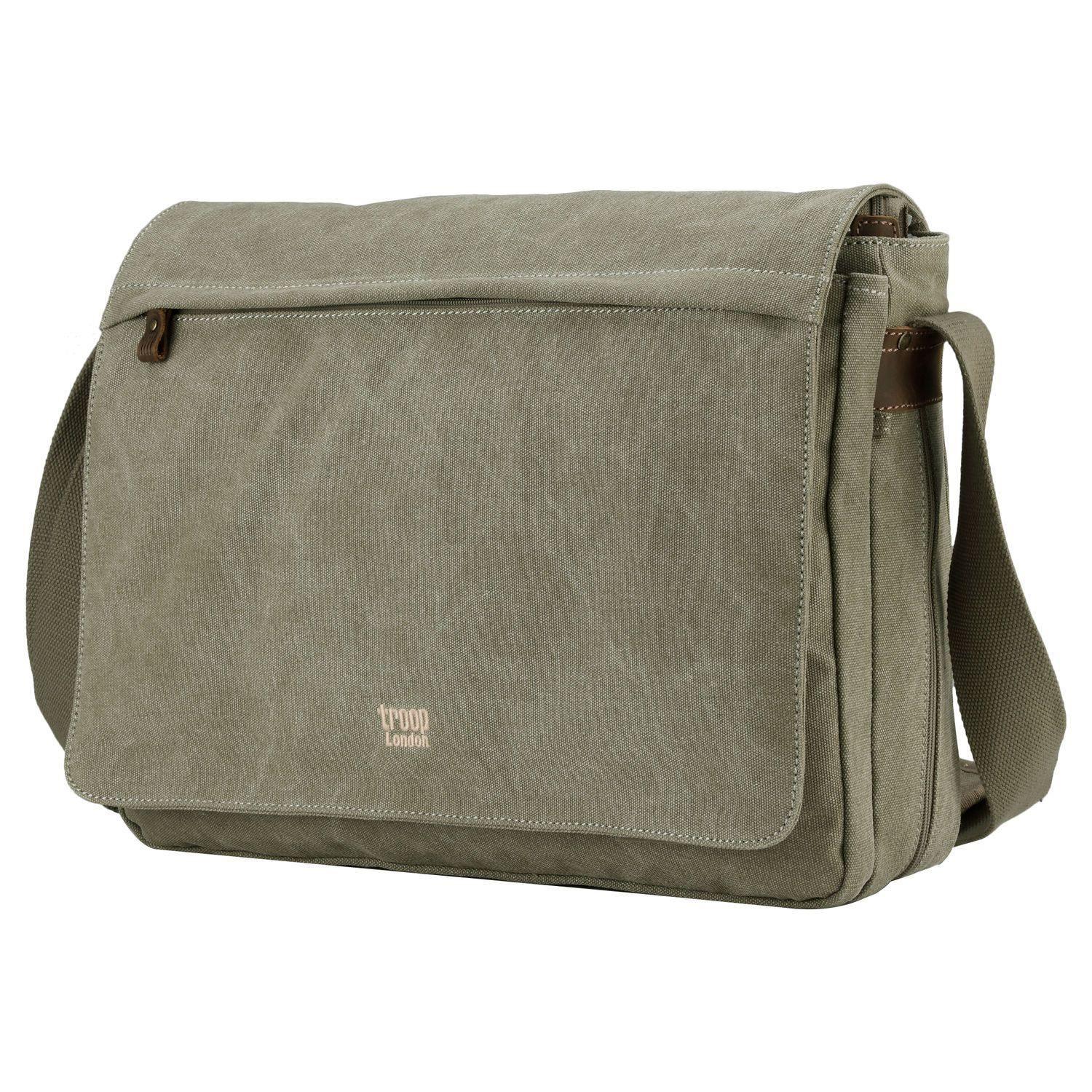 TRP0371 Troop London Classic Canvas Laptop Messenger Bag - Large 18 Inch Diagonal - Perfect for Work, Travel & College