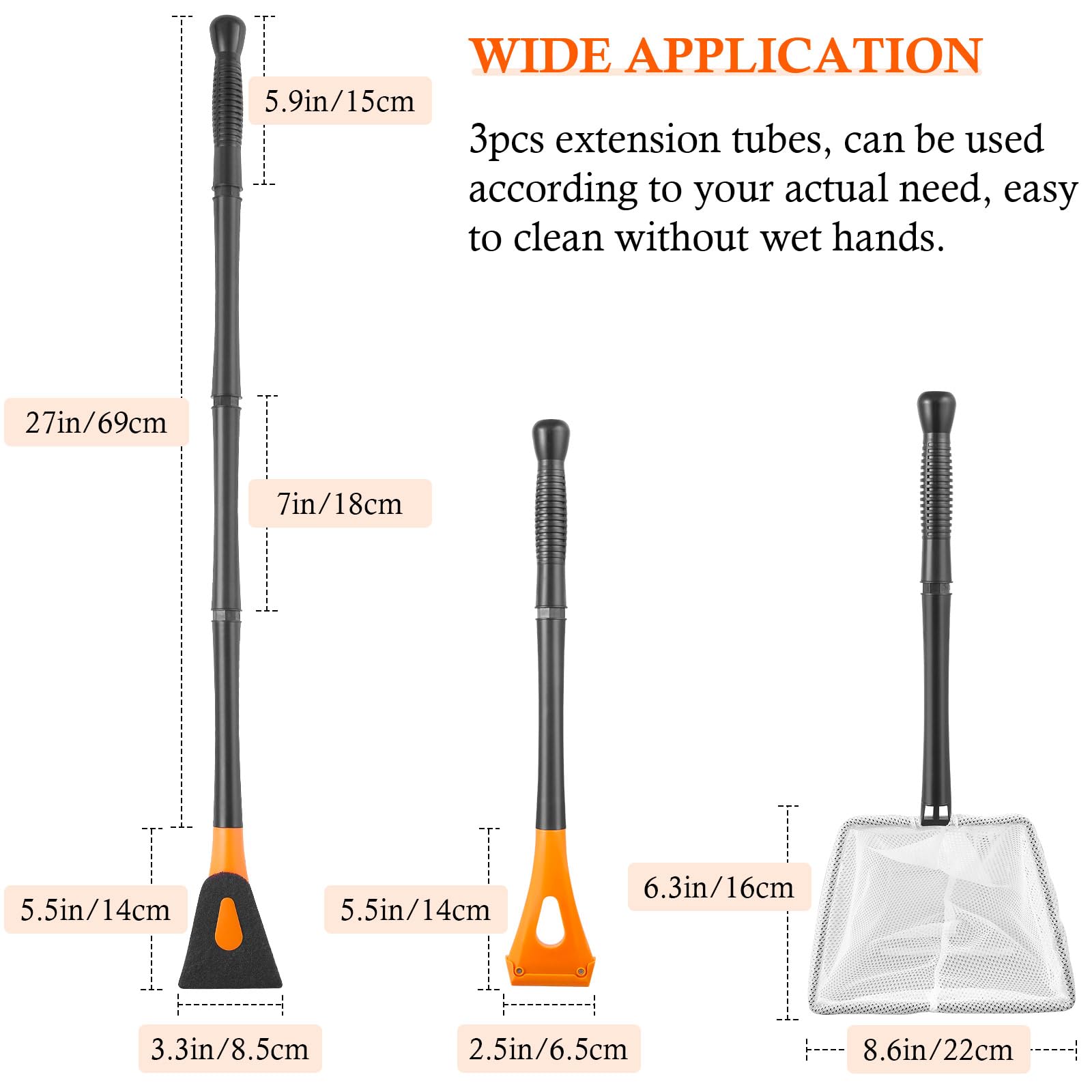 FEDOUR Aquarium Algae Scraper Kit - Fish Tank Cleaning Tools Set with Glass Scraper, Cleaning Brush, Fish Net & Replacement Blades for Freshwater & Saltwater Tanks - Perfect for Home, Office Aquarium Maintenance