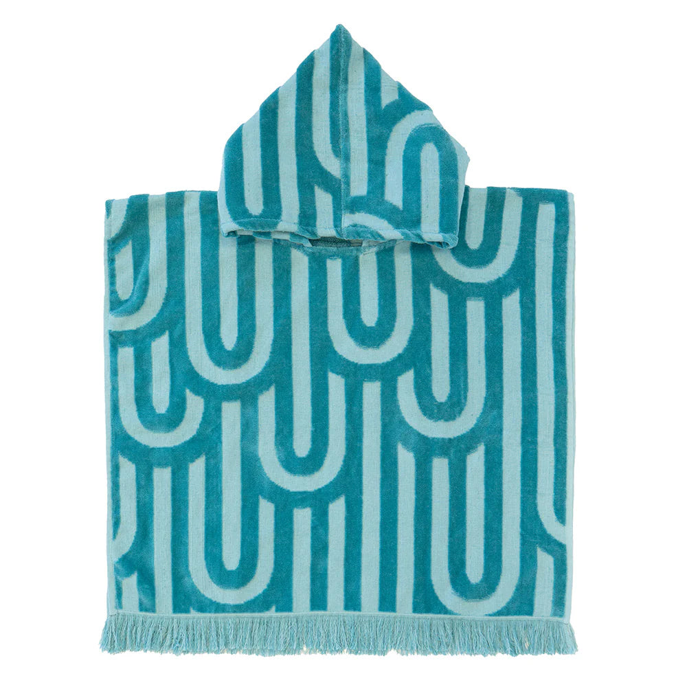 Bambury HiLo Kids Beach Poncho - Quick Dry Swim Cover Up, UV Protection, Turquoise Blue - Perfect for Pool, Beach & Water Park Adventures