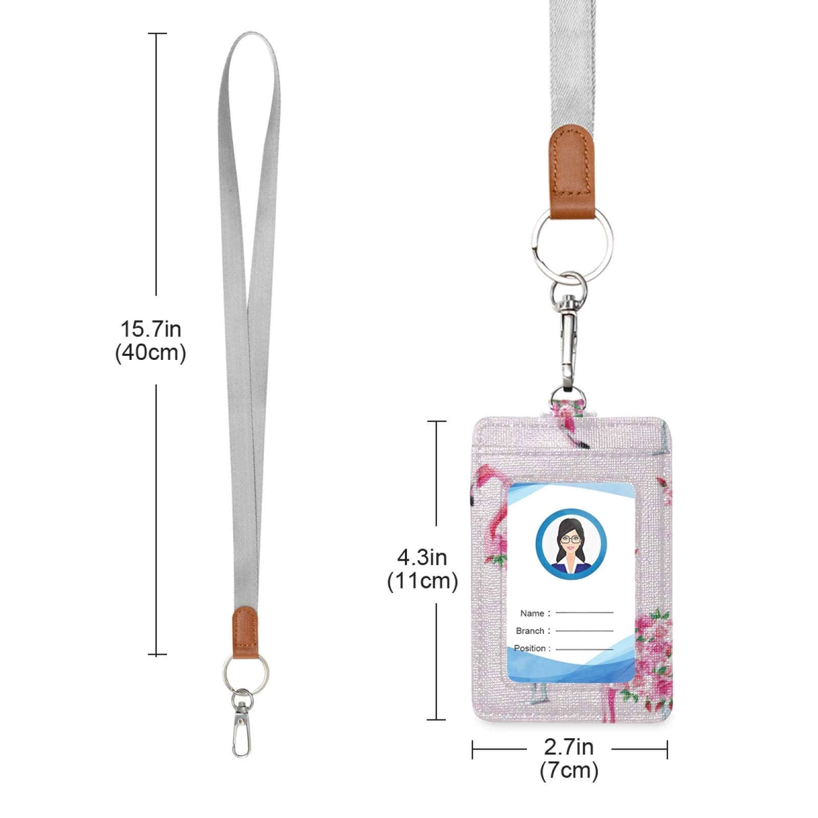 Pink Flamingo Watercolor ID Badge Holder with Lanyard - Office & School Use