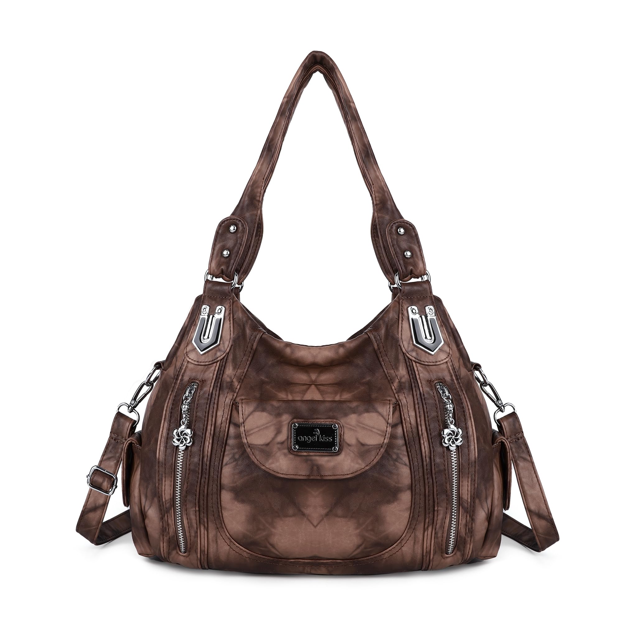 Angel Kiss Women's Large Shoulder Bag - Faux Leather Hobo Tote Purse with Multiple Pockets, Stylish Satchel for Work, Travel & Everyday Use