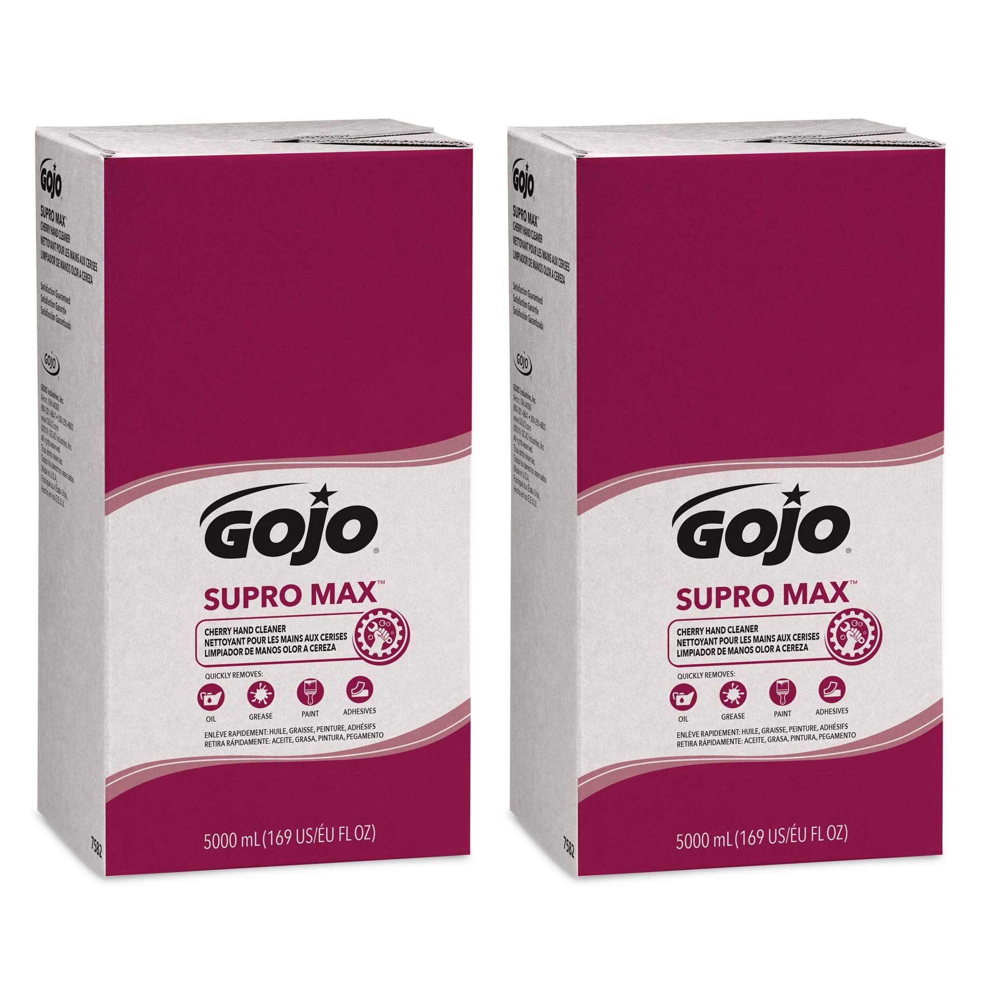 GOJO SUPRO MAX Cherry Scented Heavy Duty Hand Cleaner Refill, 5000 mL (Pack of 2) - Touch-Free Dispenser Compatible, Industrial Strength for Workshops, Garages & Healthcare Facilities