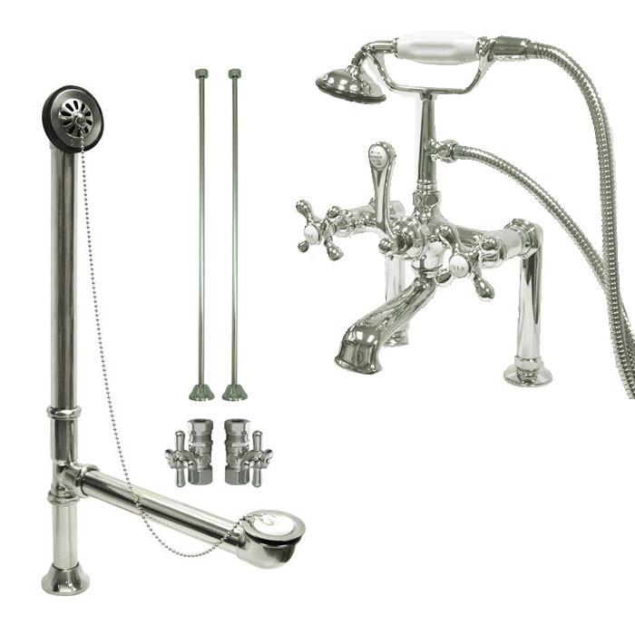 Chrome Deck Mount Clawfoot Tub Faucet with Hand Shower - CC110T1 System for Vintage Bathroom & Freestanding Bathtub | Perfect for Spa-Like Relaxation & Luxury Bathroom Upgrade