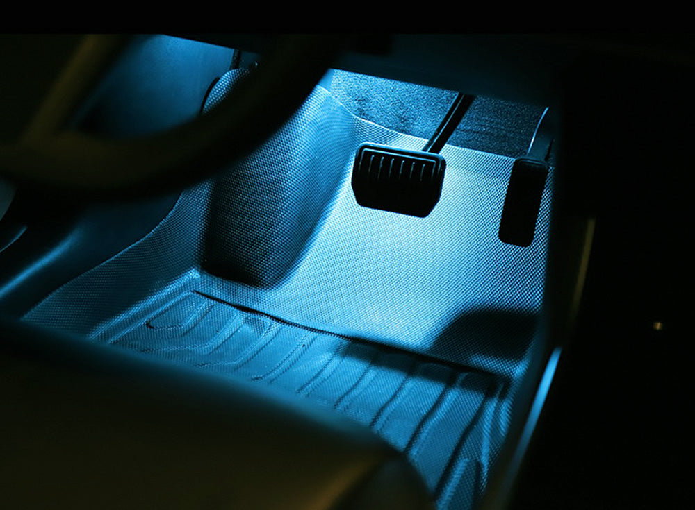 4 Pack Aqua Ice Blue LED Interior Light Kit for Tesla Model S 3 X - Upgrade Side Door, Trunk & Footwell Lighting | Perfect for Night Driving & Car Customization