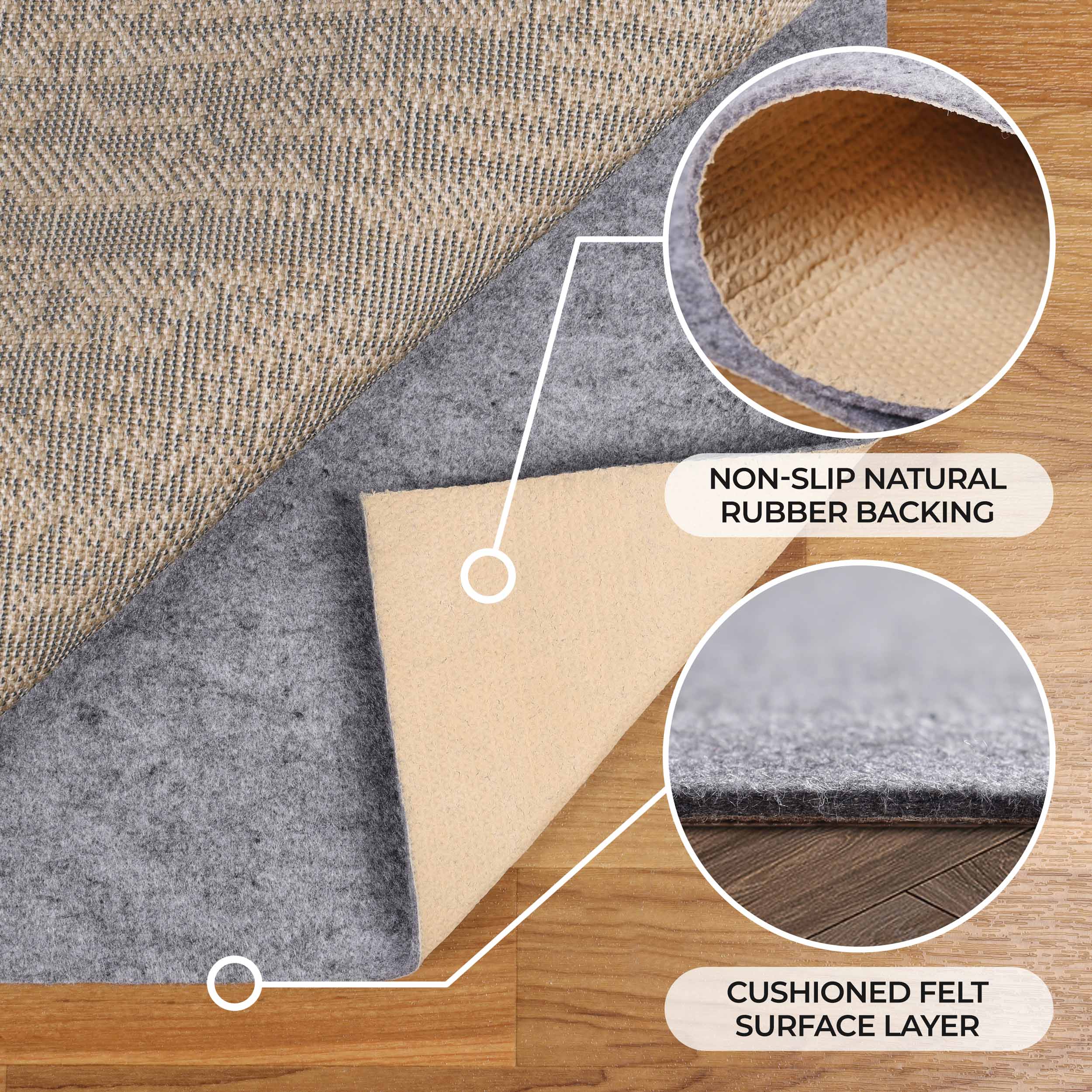 Non-Slip Floor Protector Rug Pad - Premium Polyester Felt & Rubber Grip for Hardwood, Tile & Laminate Floors - Perfect for Living Room, Bedroom & High Traffic Areas