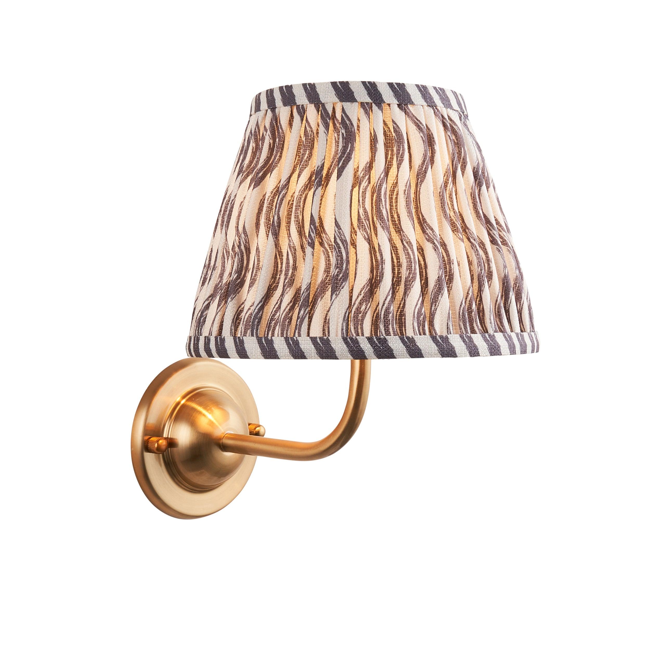 Brass Wall Sconce with Dome Arc Design and 20cm Pearl Grey Ripple Shade - Perfect for Bedroom, Living Room, and Hallway Lighting