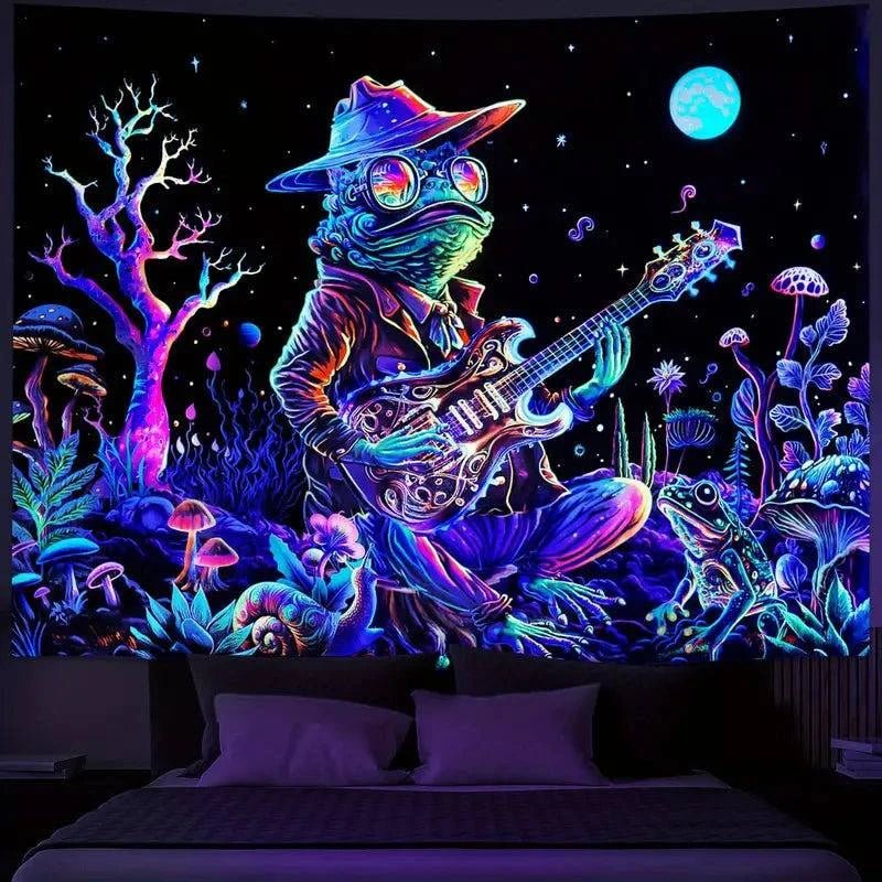 Frog Vibes Official UV Glow Tapestry - Psychedelic Wall Art Decor for Bedroom, Dorm & Party (Blacklight Reactive)