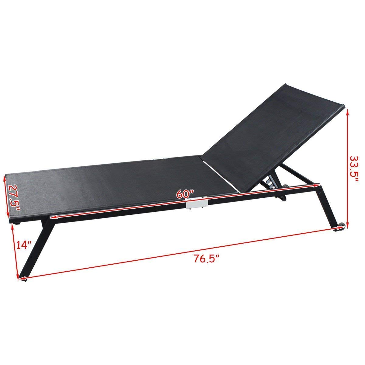 Adjustable Chaise Lounge Chair for Outdoor, Patio, Pool & Beach - Folding Armless Sun Lounger with Adjustable Backrest - Perfect for Relaxing, Sunbathing & Lounging by the Pool, Garden or Backyard