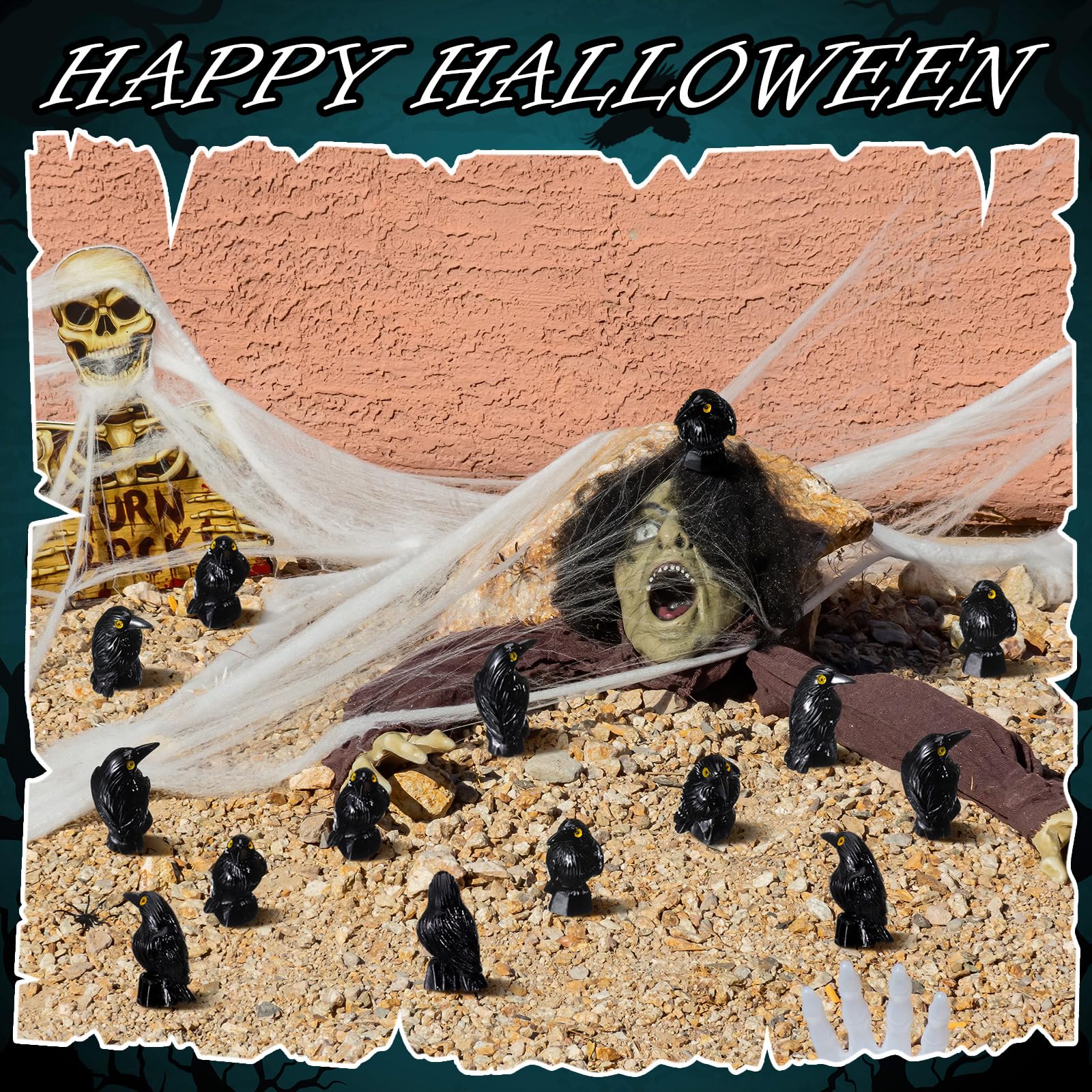 50 Pcs Miniature Crows Figurines - Small Resin Raven Decor for Halloween, Gothic, Witchcraft & Dark Aesthetic - Perfect for DIY Crafts, Tabletop Scenes, Party Decorations & Home Decoration