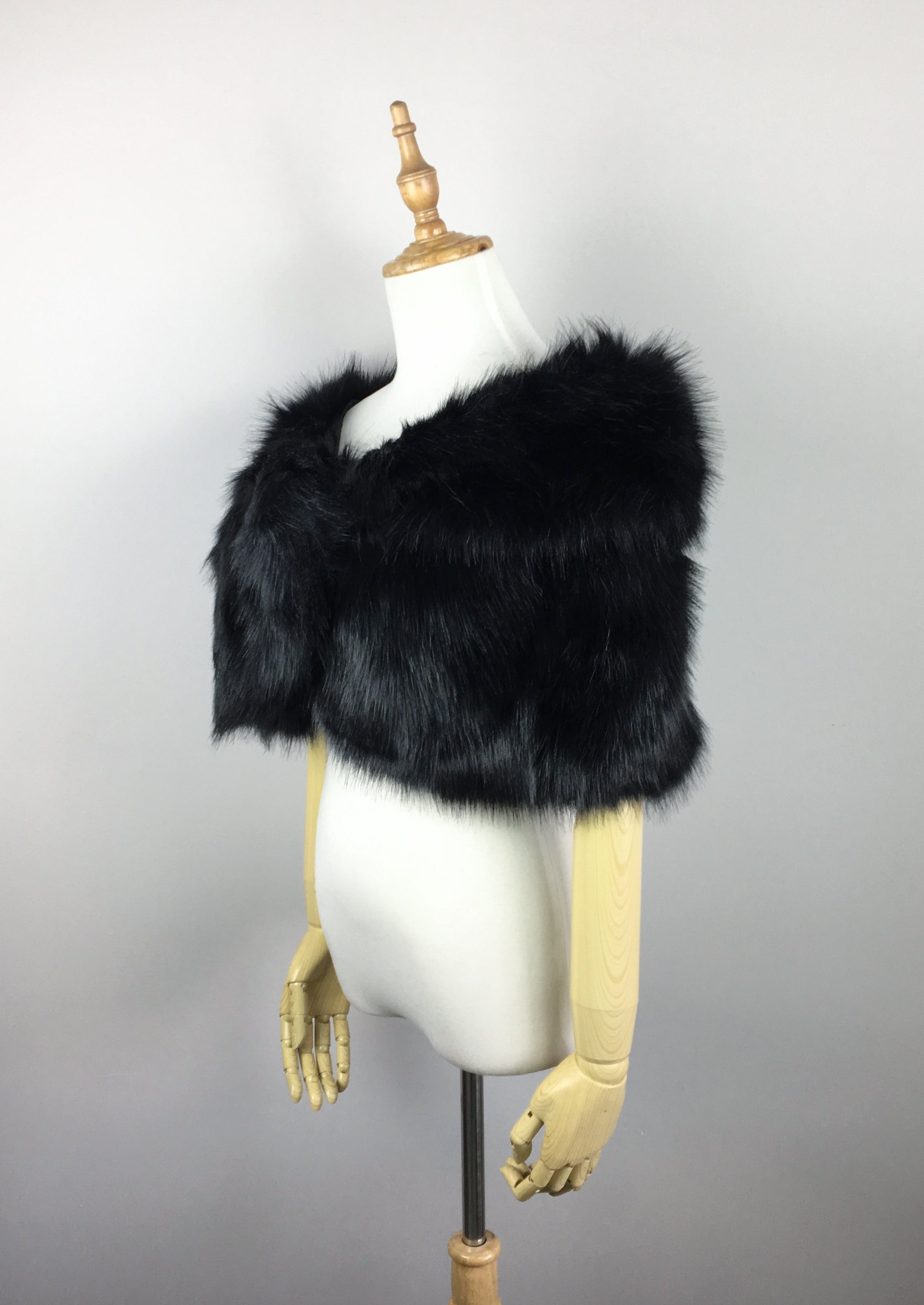Luxury Black Fur Shawl Wrap - Blair Blk03 - Elegant Winter Accessory for Women, Evening Parties & Formal Events