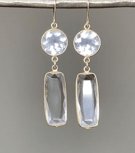 Sparkling Crystal Quartz Gold Earrings for Women - Elegant Dangle Drop Earrings for Party, Wedding & Evening Occasions