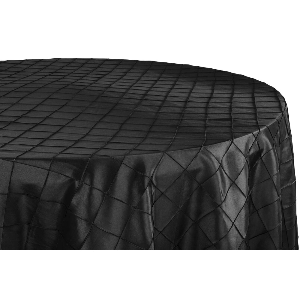 Elegant 120-Inch Round Pintuck Tablecloth in Black - Perfect for Weddings, Banquets, and Formal Dining Events