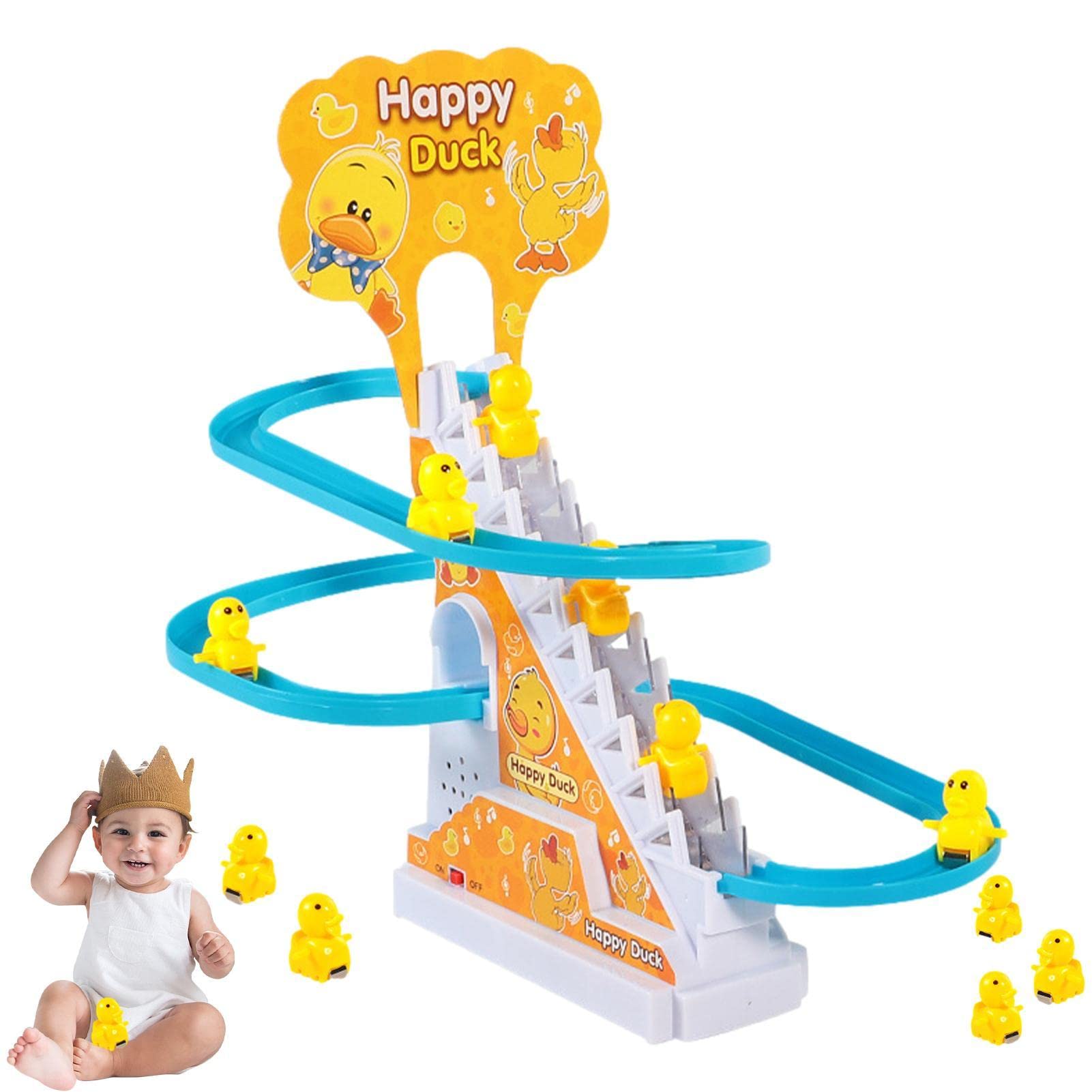 Duck Slide Stairs Climbing Toy for Kids - LED Light & Music Indoor Play Set with Assembling Tracks - Fun Educational Home Decor for Toddlers (Perfect for Birthday Gifts & Playroom Activities)