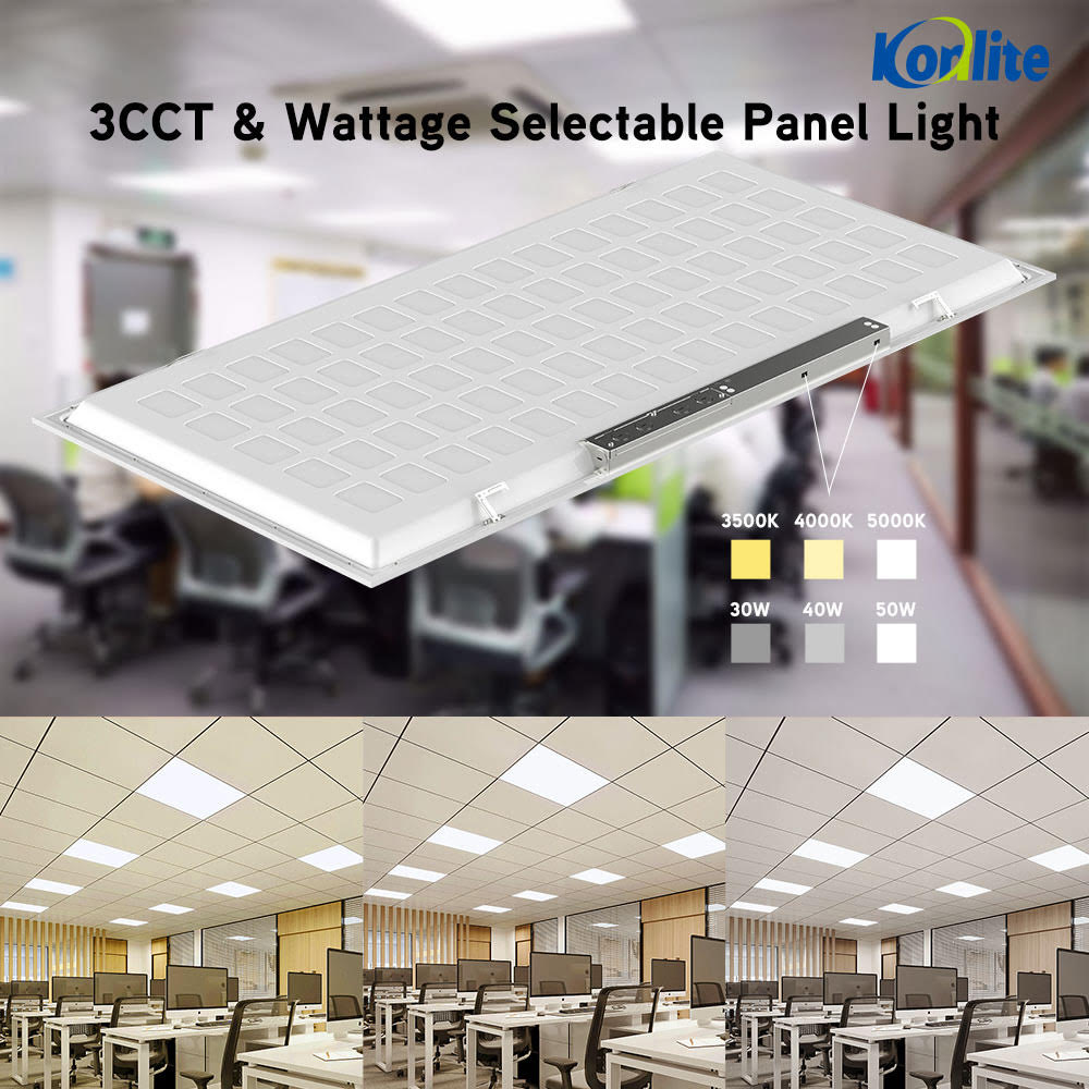 2x4 LED Panel Light with Emergency Backup Battery - Selectable Wattage & CCT (6250 Lumens, Dimmable) - Pack of 4 - Perfect for Offices, Schools, and Commercial Spaces