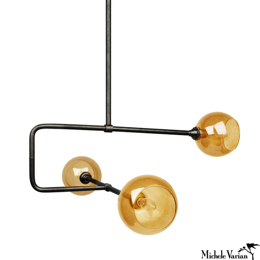 Modern Black Glass Globe Triple Circuit Pendant Light - Industrial Style Ceiling Fixture for Dining Room, Kitchen Island & Living Room Lighting