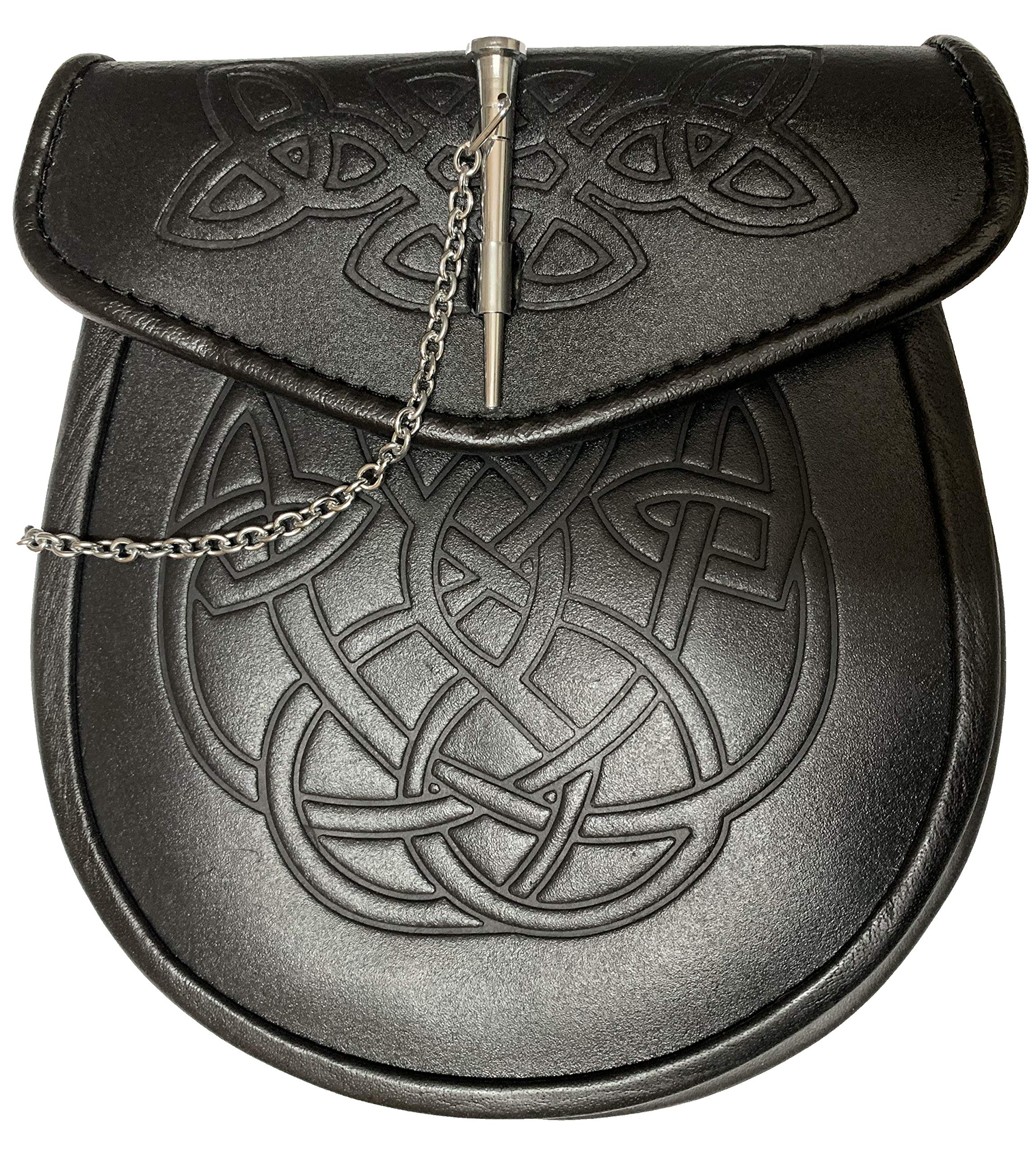Authentic BOVINE Leather Sporran - Traditional Highland Wallet for Scottish Kilts | Perfect for Celtic Weddings, Highland Games & Renaissance Fairs