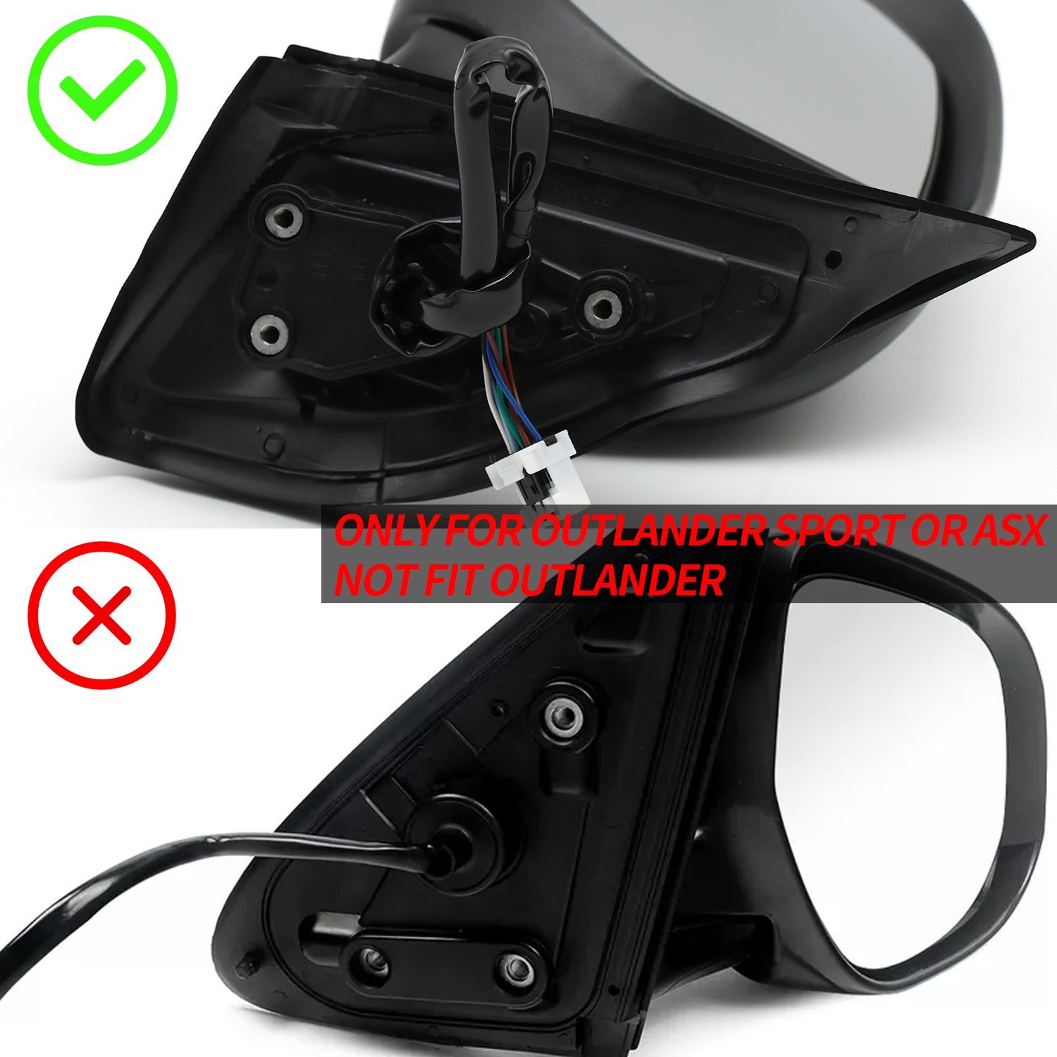 Black Rear View Mirror Replacement for Mitsubishi Outlander Sport/ASX 2014-2019 - Left Side Driver Side Mirror - Perfect for Parking, Lane Changes & Enhanced Visibility