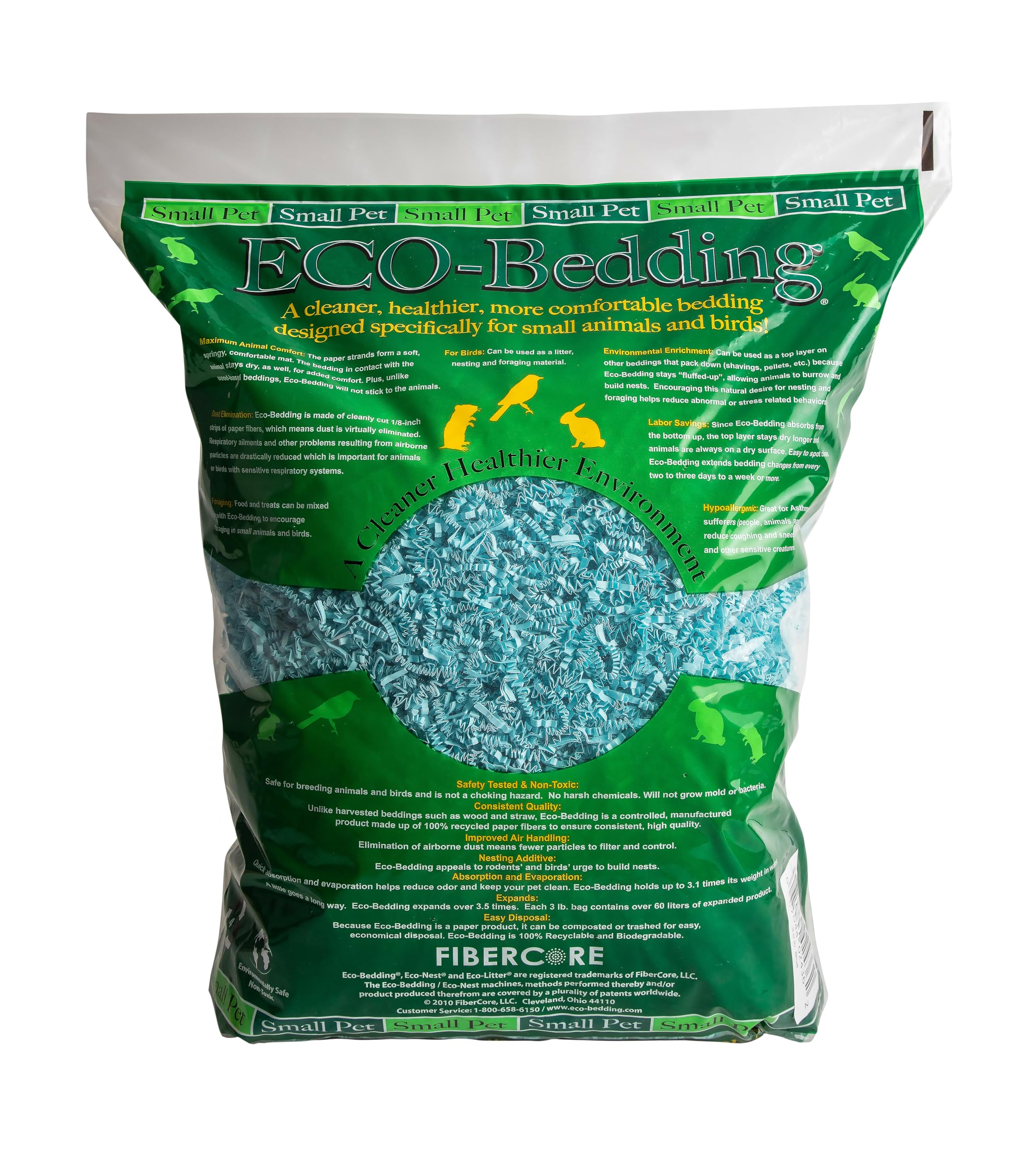 ECO BEDDING 99% Dust Free Paper Bedding for Small Pets & Birds - Blue, 30L | Safe & Comfortable for Hamsters, Guinea Pigs & Parakeets | Ideal for Cages, Nesting & Play Areas