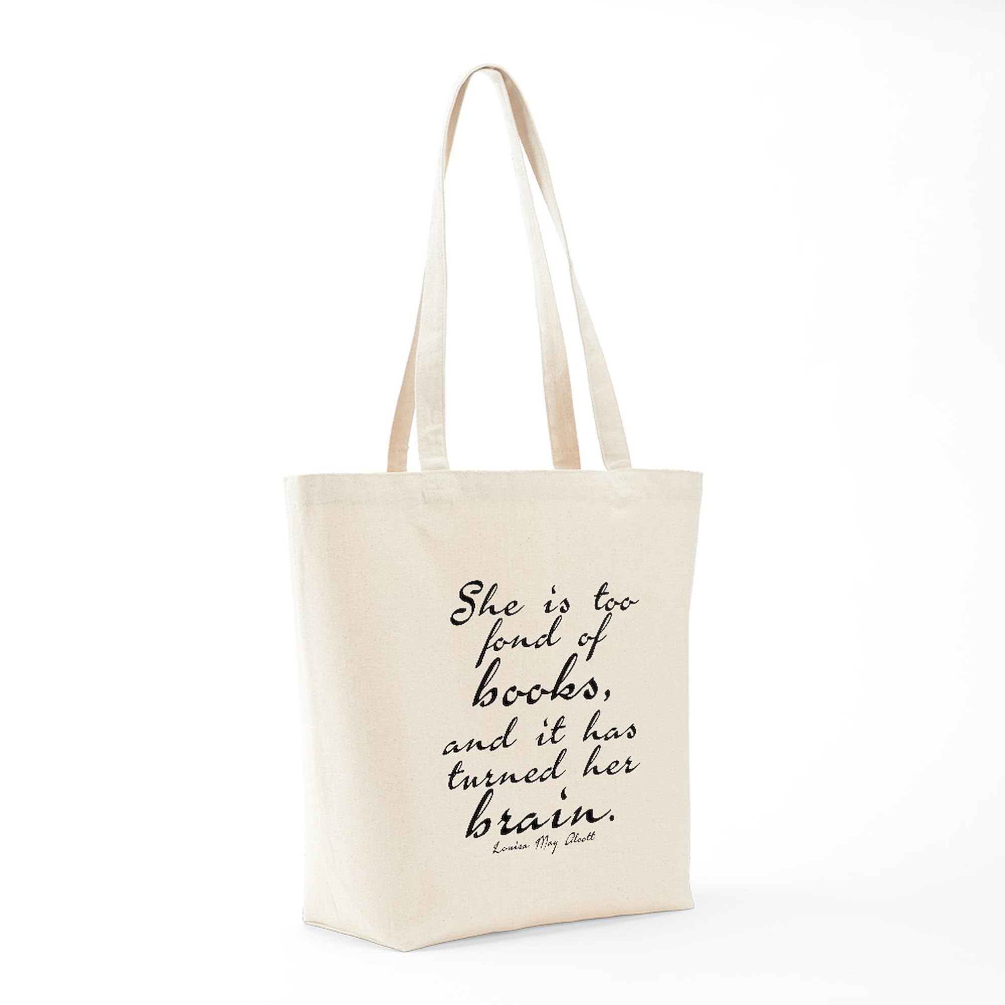 Too Fond Of Books Tote Bag - Natural Canvas Reusable Shopping Bag for Book Lovers - Perfect for Library, Bookstore & Everyday Use