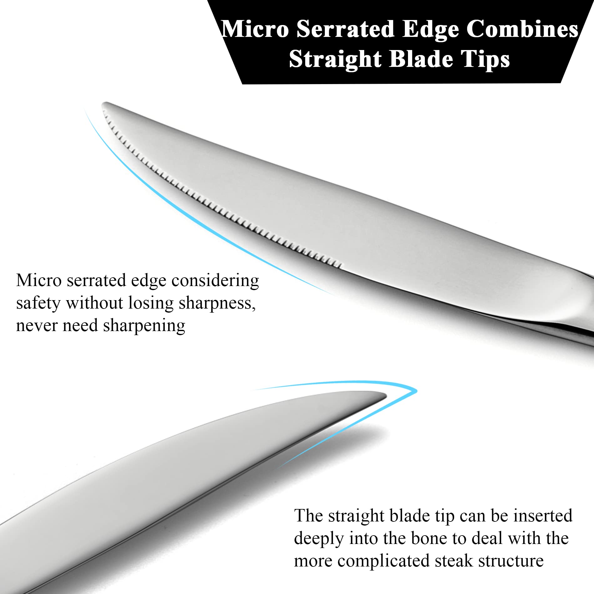Premium 8-Piece Steak Knife Set - High-Quality Stainless Steel with One-Piece Construction, Traditional European Serrated Edge - Dishwasher Safe & Gift Box Included - Perfect for Steak Dinners, BBQ Parties & Fine Dining Experience
