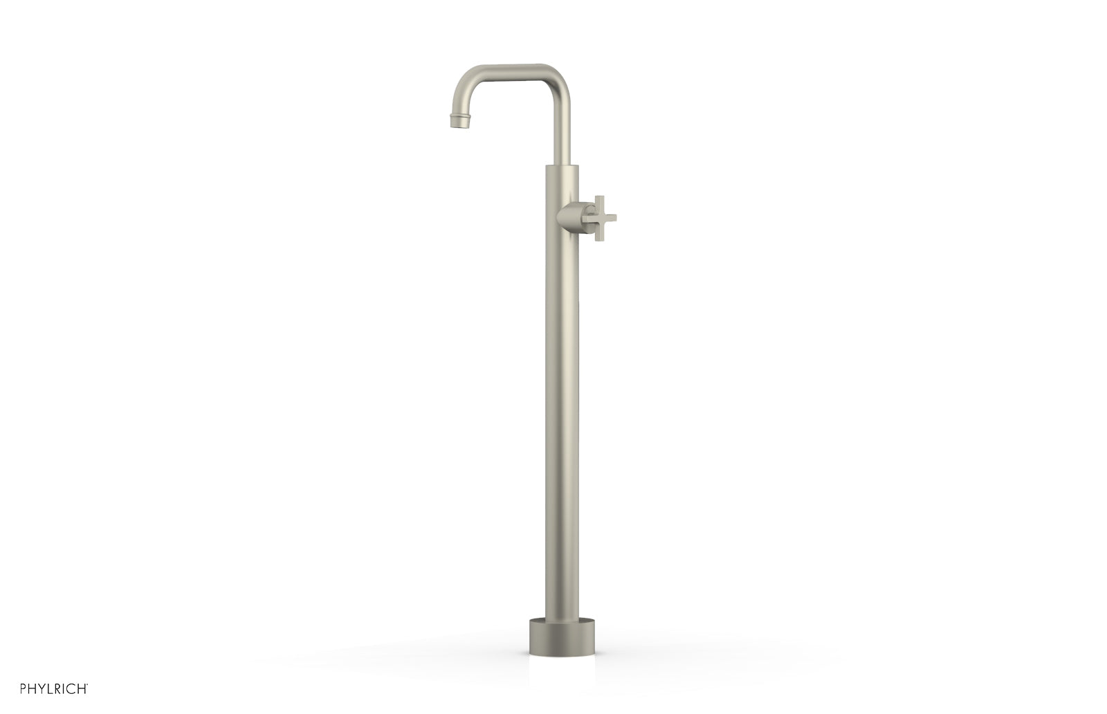 HEX MODERN Tall Floor Mount Tub Filler with Cross Handle - Model 501 54 02 - Perfect for Contemporary Bathroom Designs and Freestanding Bathtubs