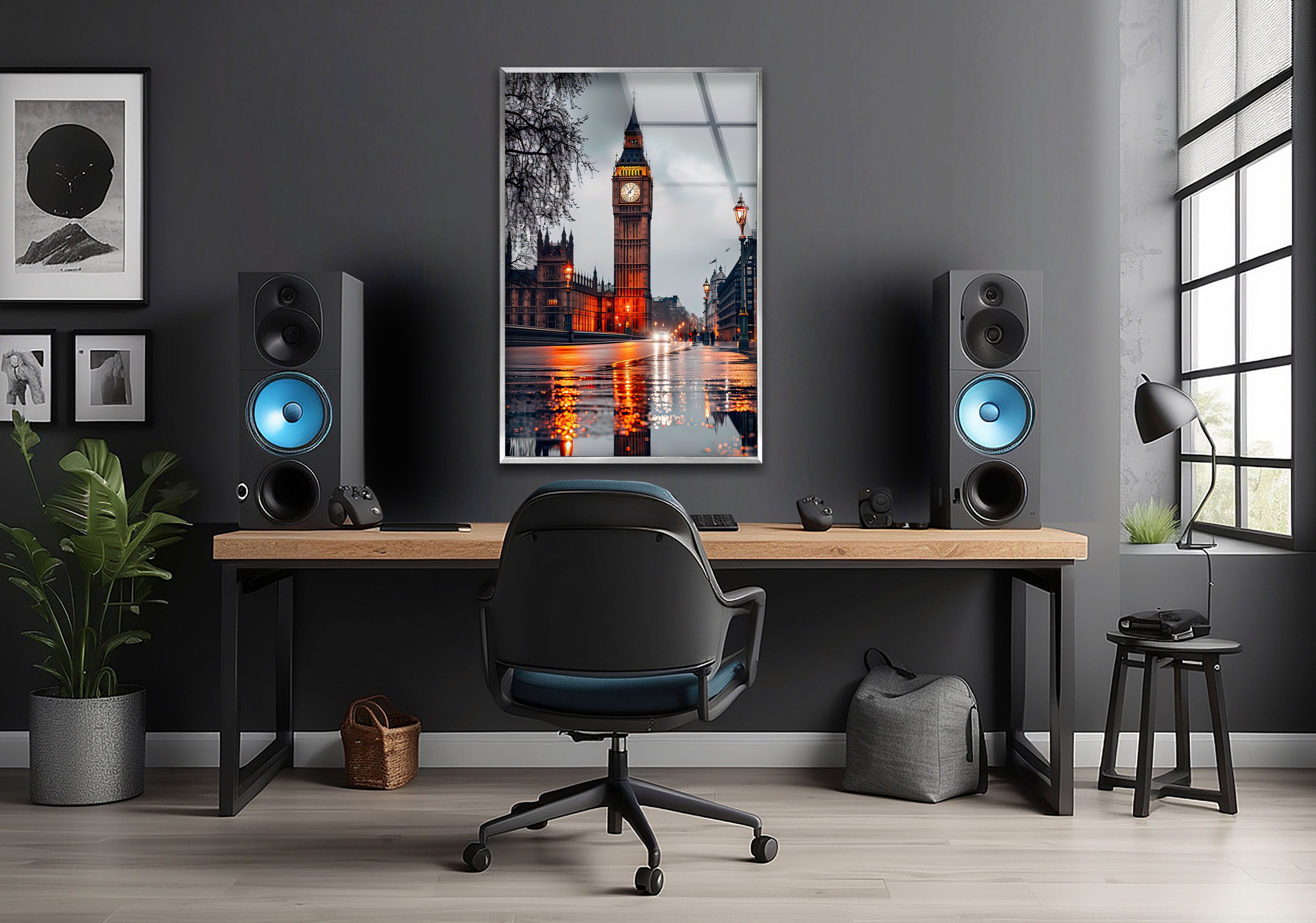 Big Ben London Skyline Stained Glass Wall Art - Elegant Home Decor for Living Room, Office & Gift Ideas