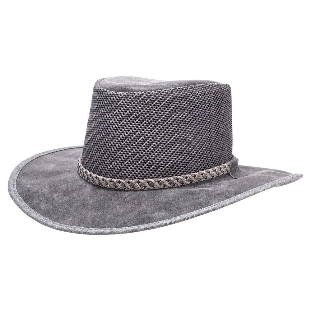 American Hat Makers Breeze Leather & Mesh Sun Hat for Men & Women - UV Protection Wide Brim Hat for Beach, Hiking & Outdoor Activities