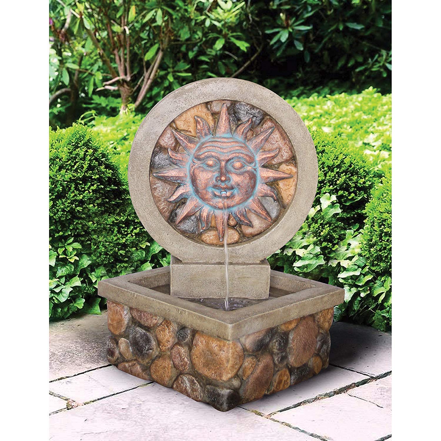 Solar Powered LED Water Fountain for Garden - Outdoor Decorative Corner Fountain with Cascading Waterfall - Perfect for Patio, Yard, and Landscape Decor