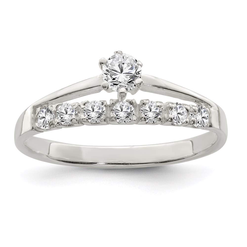 925 Sterling Silver Row & Solitaire Cubic Zirconia Ring for Women - Elegant Stackable Wedding Band, Anniversary Gift, Promise Ring - Perfect for Bridal, Engagement & Everyday Wear