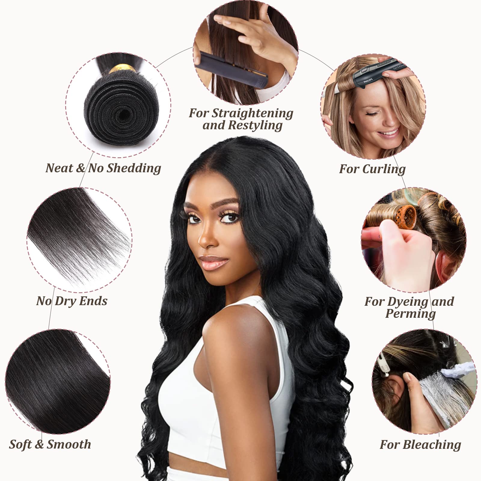 24 Inch Grade 7A #613 Bleach Blonde Brazilian Virgin Human Hair Extensions - 100g Unprocessed Body Wave Weave for Women | Sew-in Hair Extensions for Wavy & Curly Hairstyles | Perfect for Daily Wear, Parties & Special Occasions