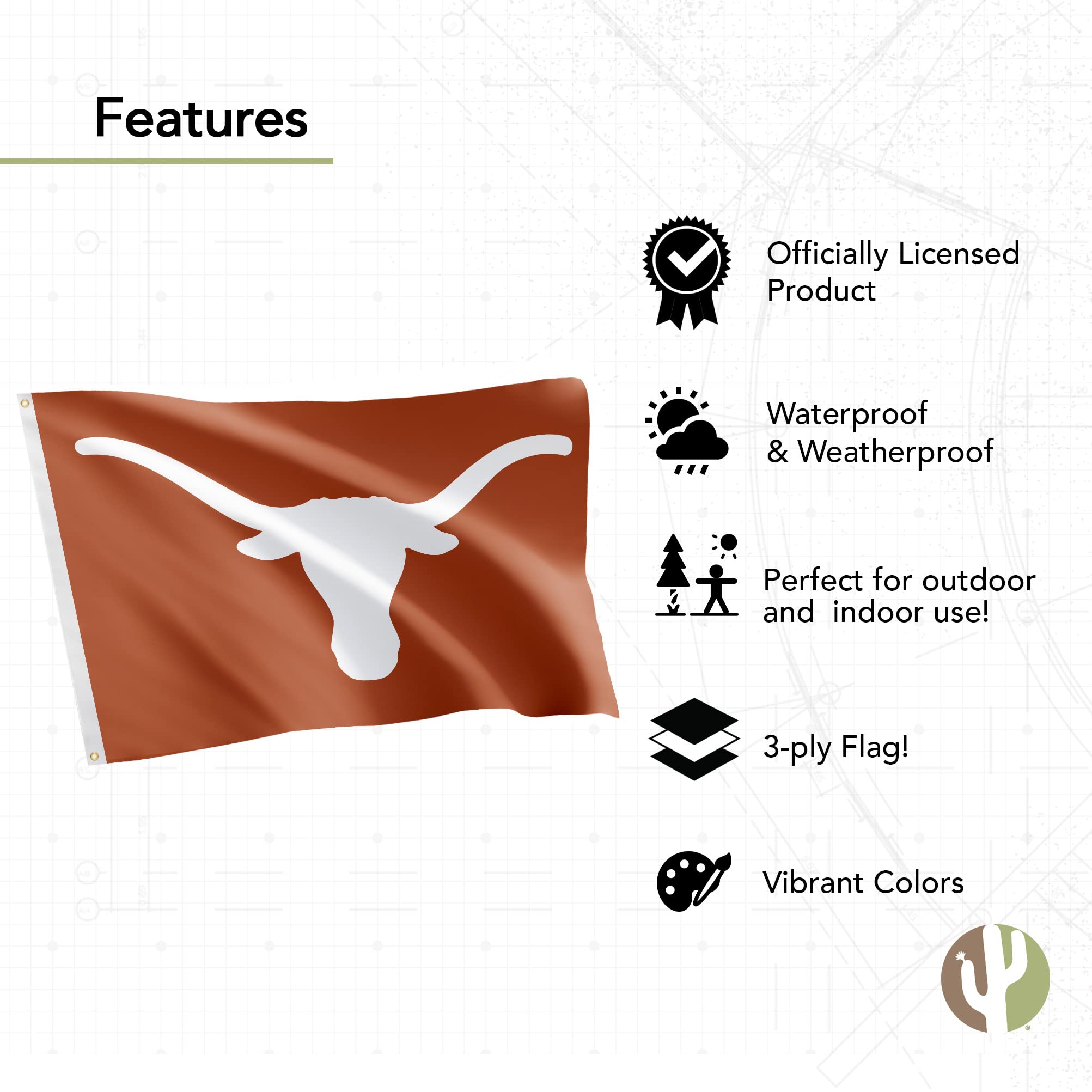 Texas Longhorns UT Austin Flag 3x5ft Double-Sided - Indoor/Outdoor Decor