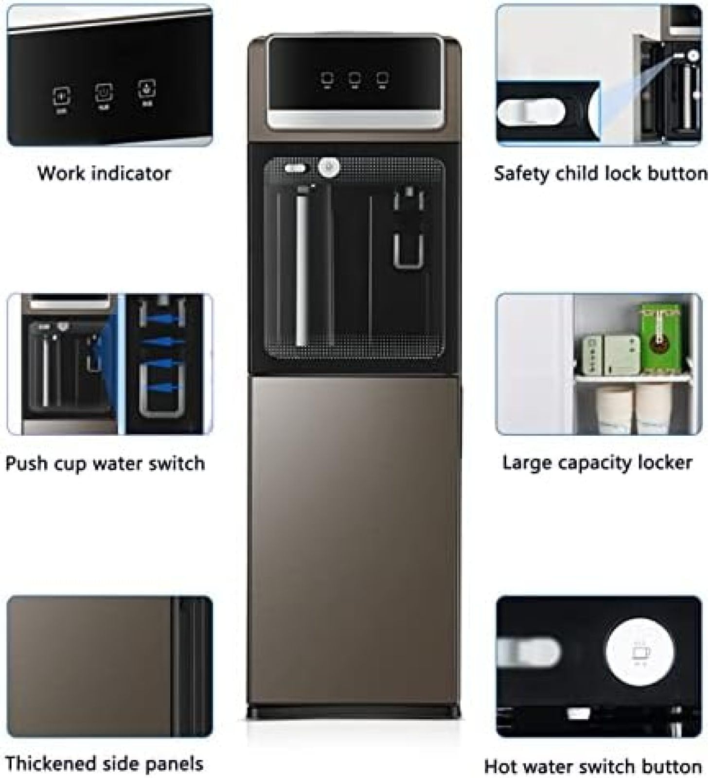 Top-Loading 3-in-1 Vertical Water Cooler Dispenser - Hot & Cold Water Dispenser for Home & Office | Perfect for Kitchen, Breakroom, and Office Hydration Station