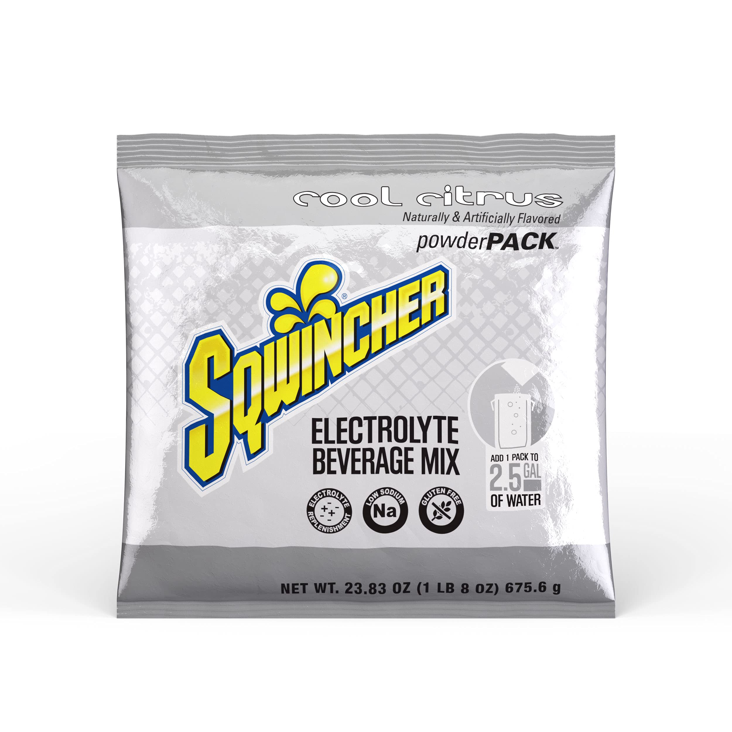 Sqwincher Electrolyte Powder Pack - Cool Citrus Flavor, 23.83 oz (Pack of 32) | Hydration Drink Mix for Athletes, Outdoor Activities & Workouts | Fast Replenishment for Sports & Fitness Enthusiasts