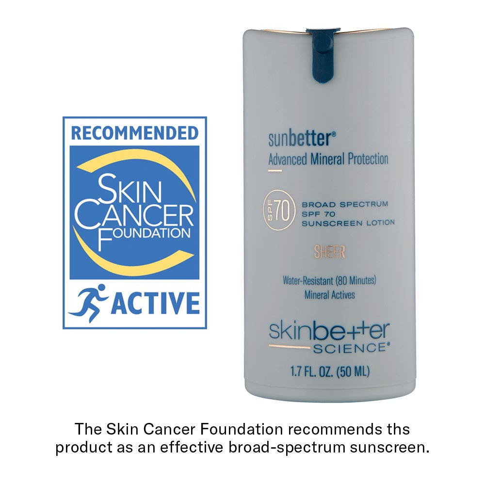 Skinbetter Sunbetter SHEER SPF 70 Sunscreen Lotion - Broad Spectrum UVA/UVB Protection, Lightweight & Non-Greasy Formula for Daily Face & Body Use | Perfect for Outdoor Activities, Beach & Sports
