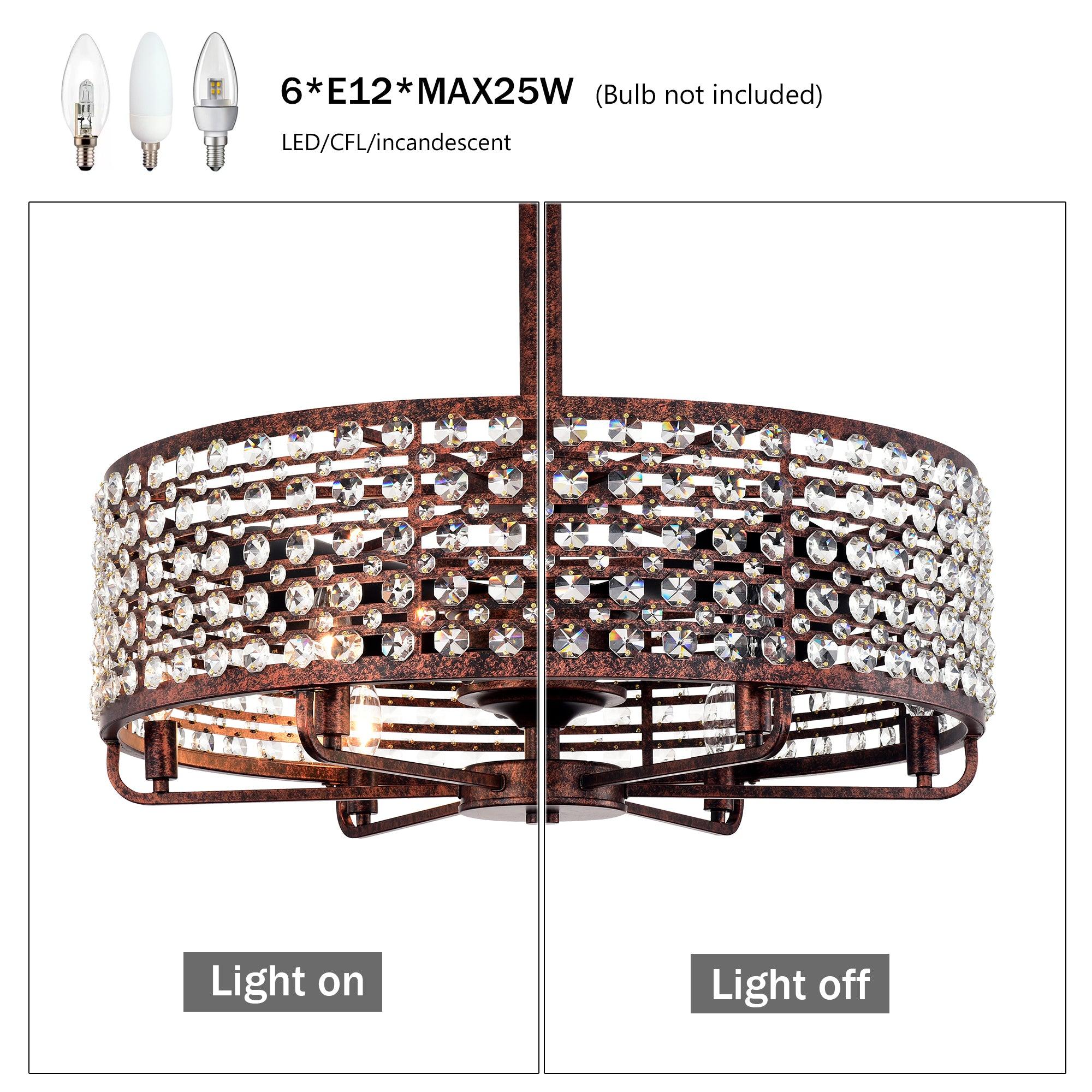 26.8 Inch Crystal Chandelier Ceiling Fan with Remote Control - 3 ABS Blades & 4 Light Fixtures (Bulbs Not Included) - Perfect for Living Room, Bedroom, and Dining Room Lighting