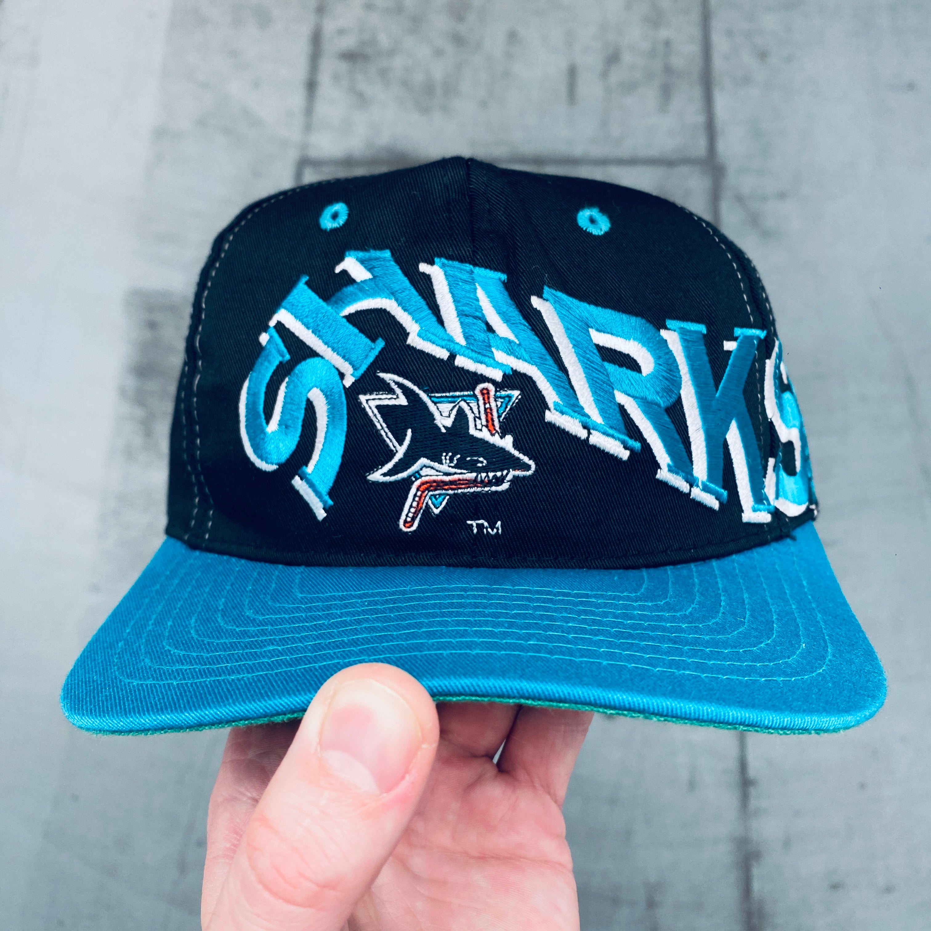 San Jose Sharks 1990s Vintage Embroidered Snapback Hat - Retro NHL Hockey Cap for Men & Women - Perfect for Games, Collecting, and Streetwear Fashion