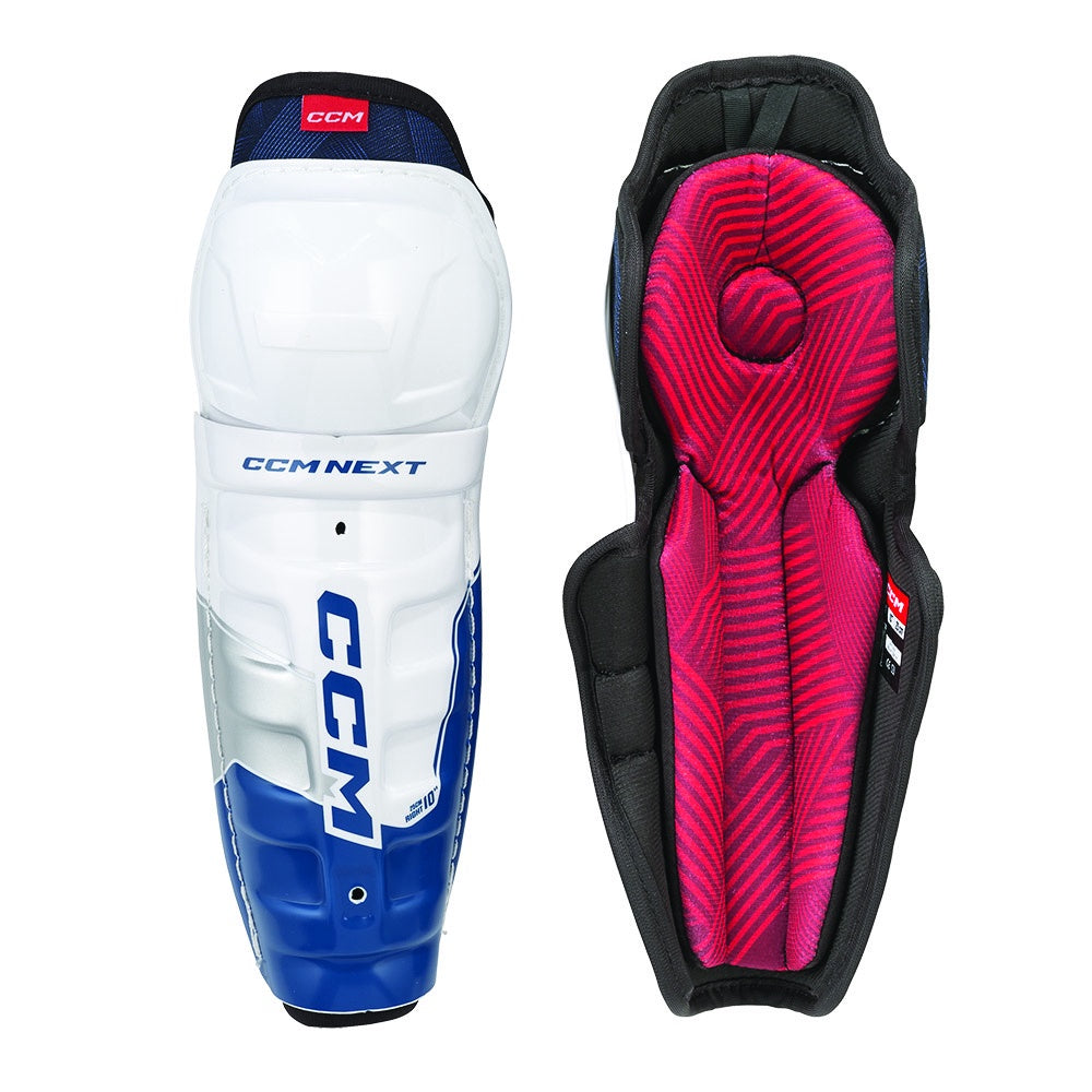 CCM Next Youth Ice Hockey Shin Guards - Protective Gear for Kids & Teens - Perfect for Hockey Practice & Games