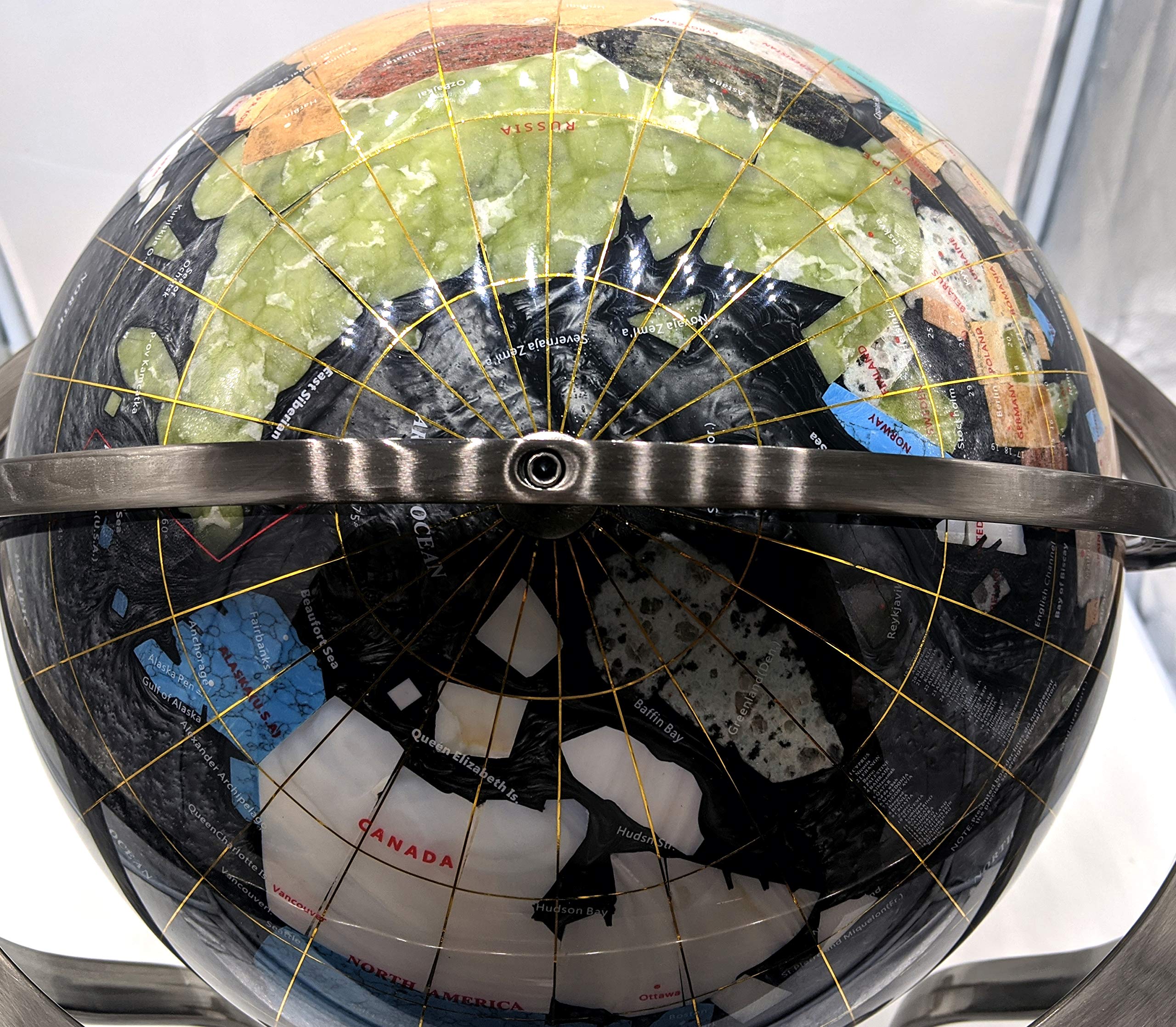 Limited Edition Black Pearl Swirl Gemstone World Globe - 21